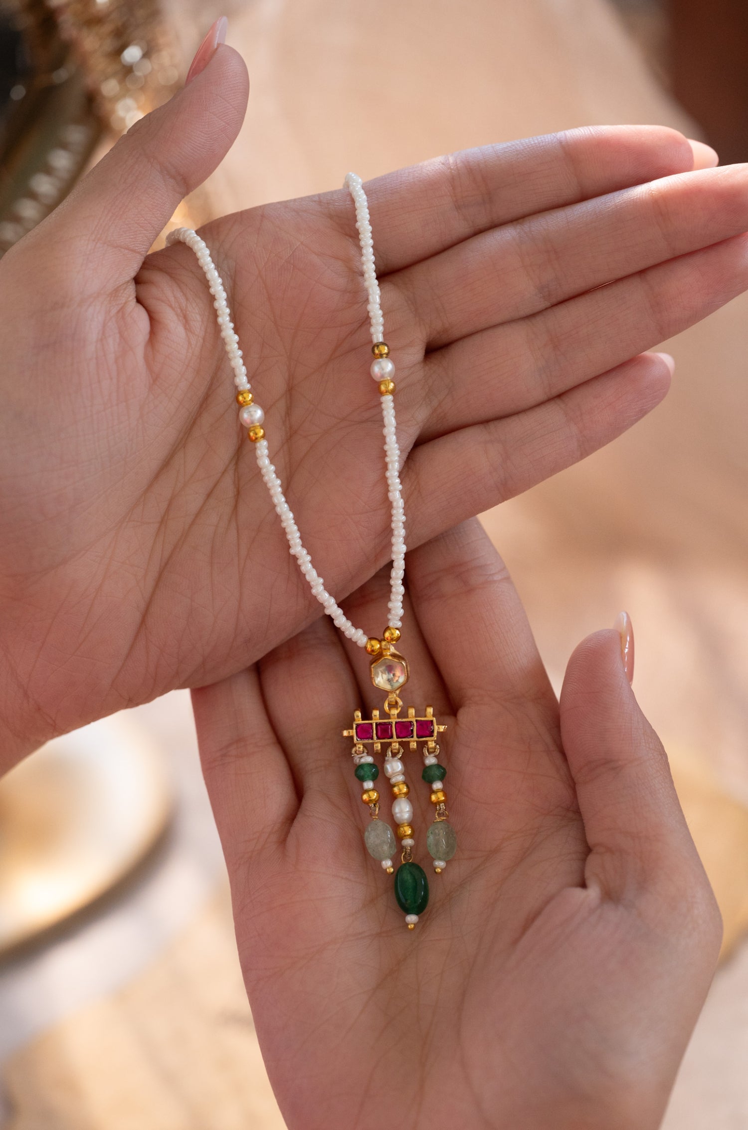 Naira Pink Kundan Pendant