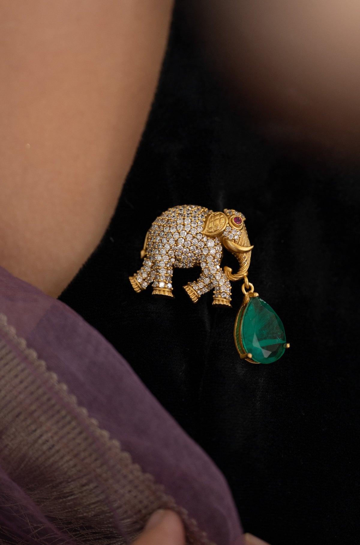 Gajj Green Polki Brooch