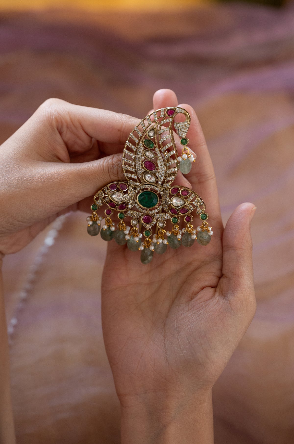 Anarkali Green Polki Kalgi