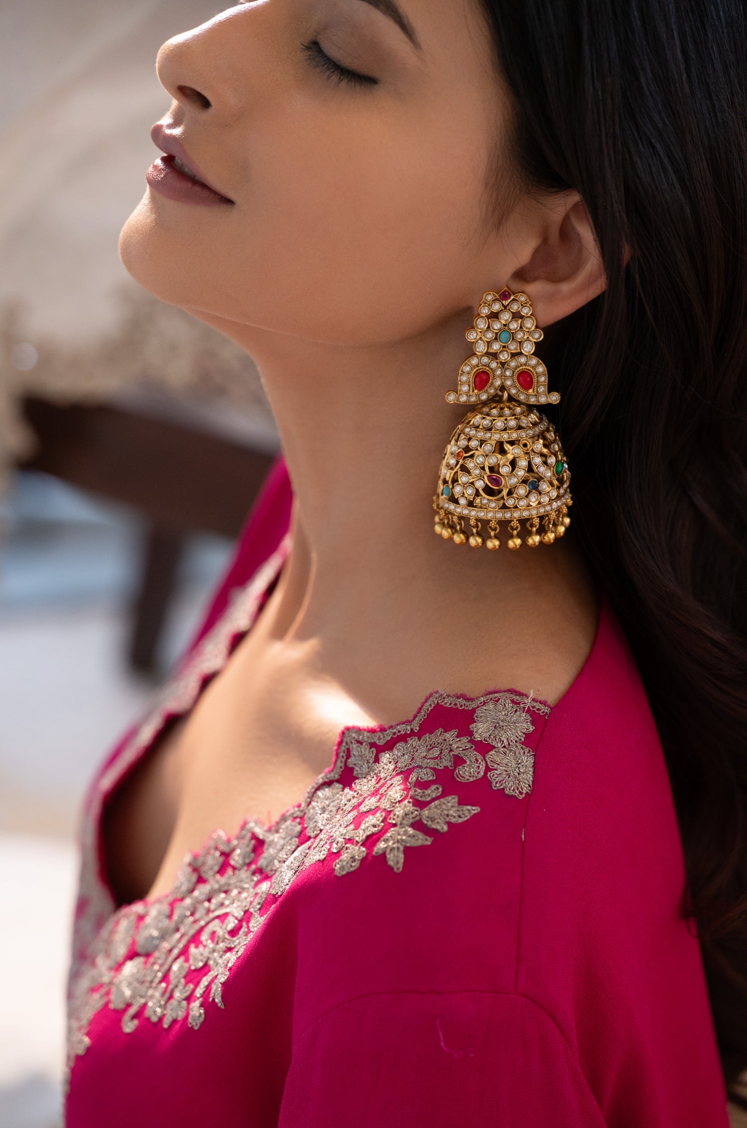 Saira Multicolored Kundan Jhumka Earrings