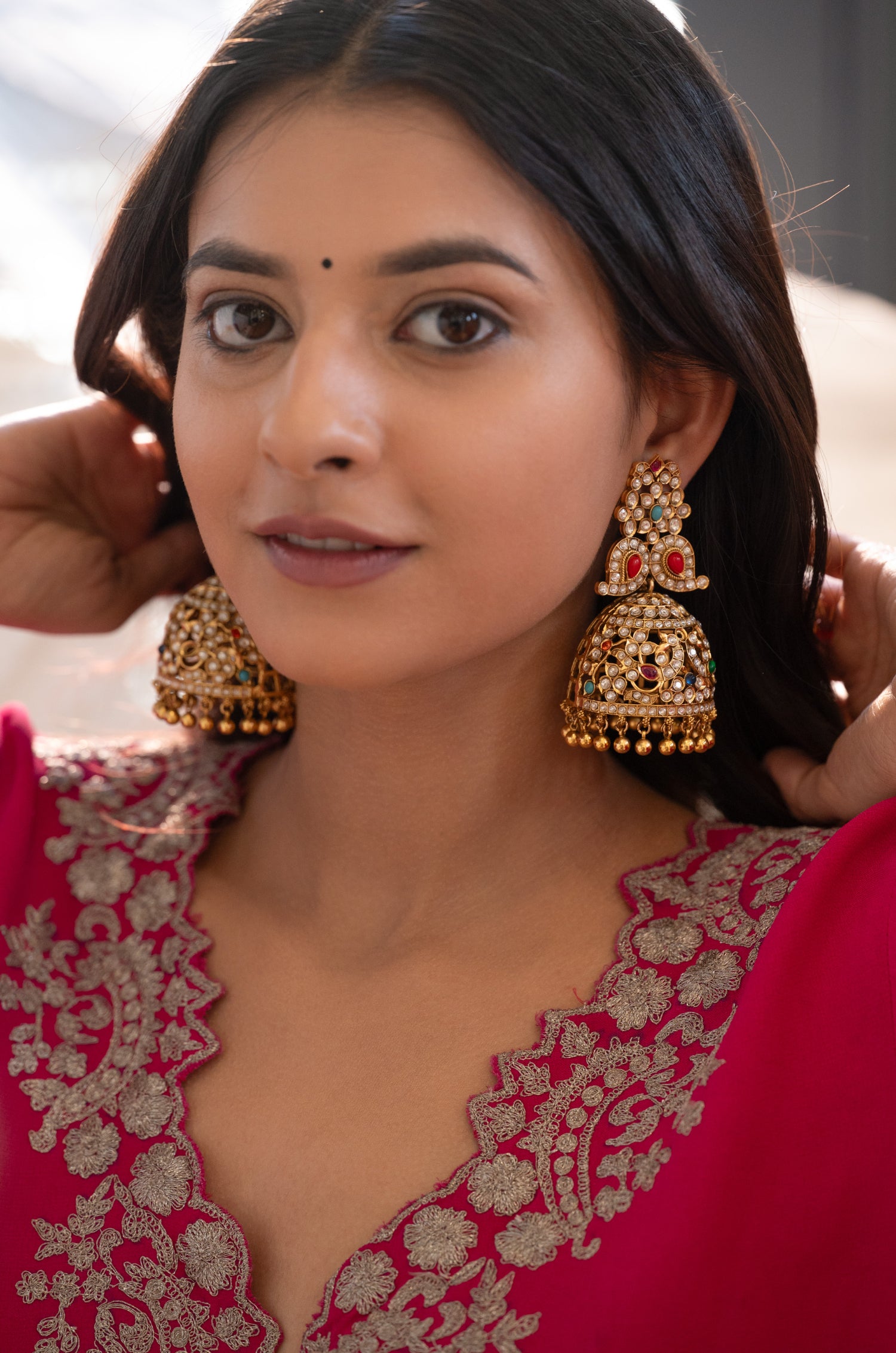 Saira Multicolored Kundan Jhumka Earrings