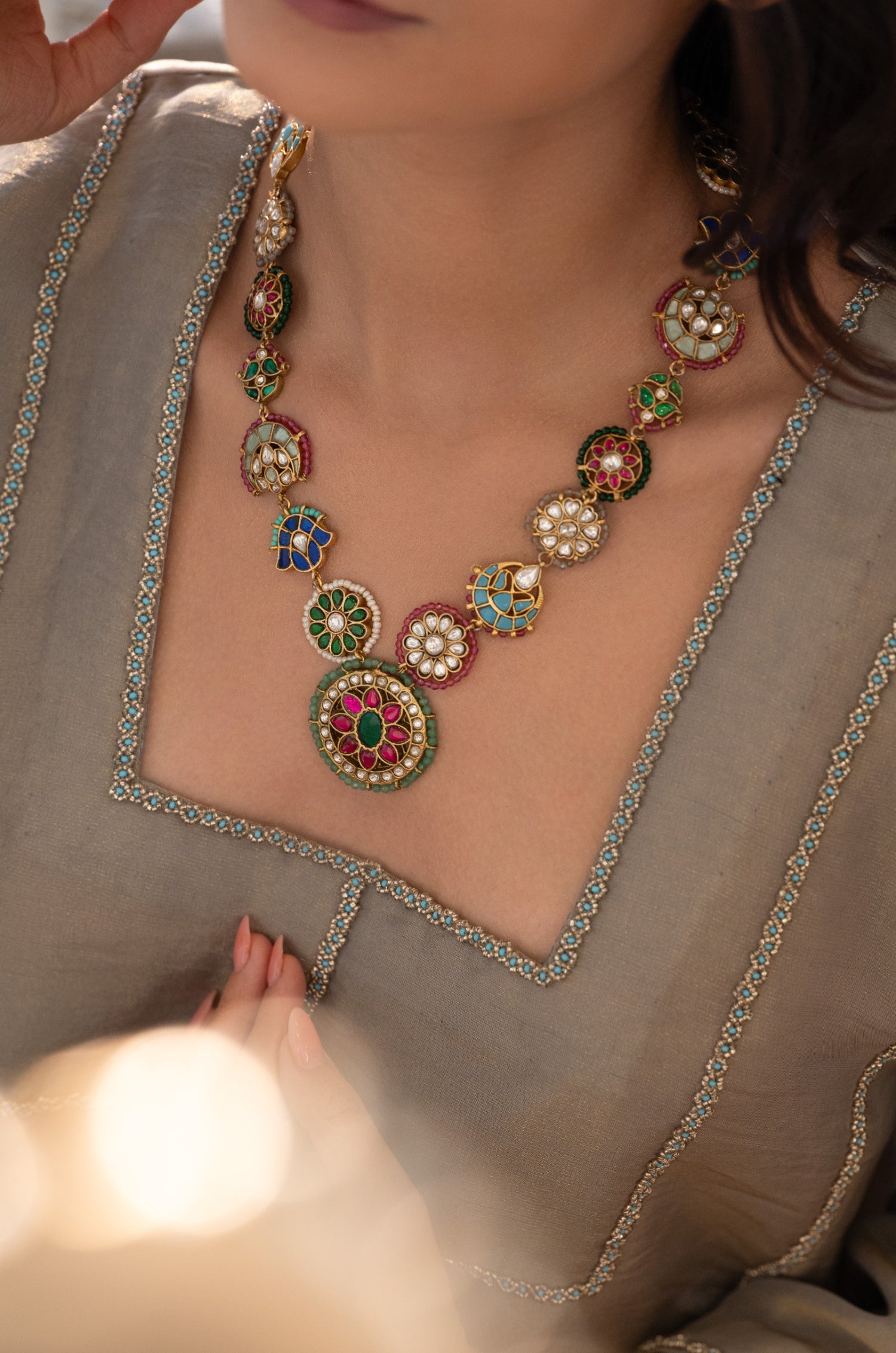 Shreashi Multicolored Kundan Necklace