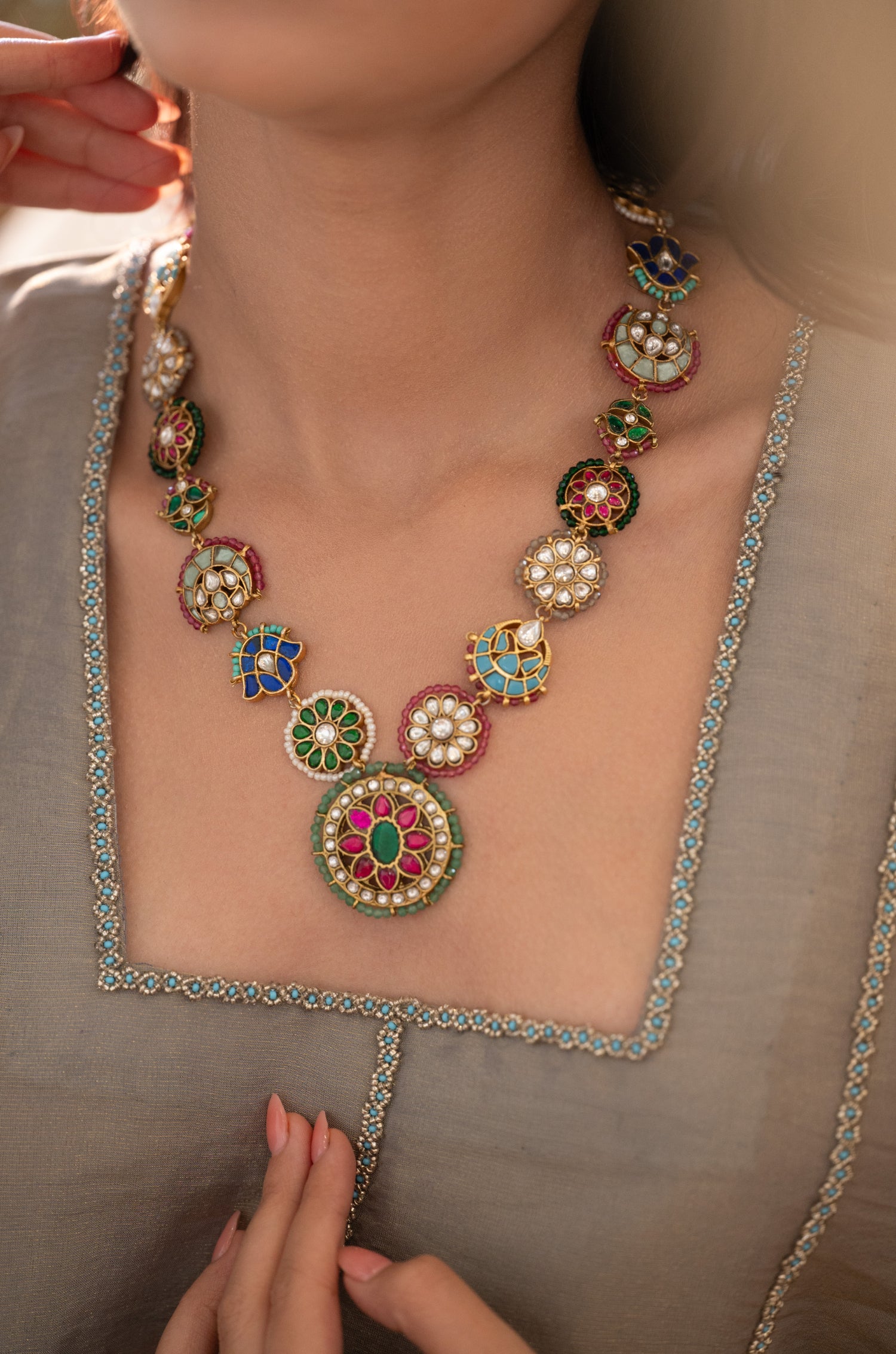 Shreashi Multicolored Kundan Necklace
