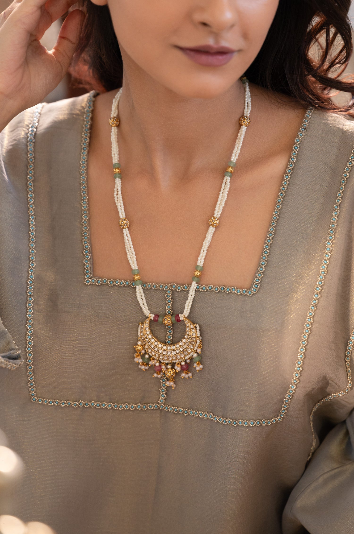 Samaina Multicolored Polki Necklace