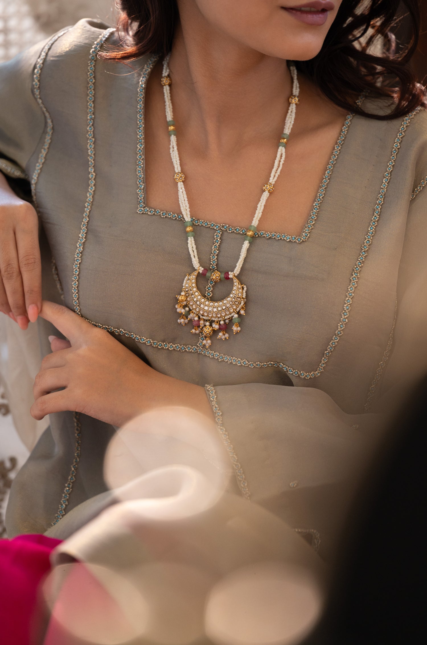 Samaina Multicolored Polki Necklace