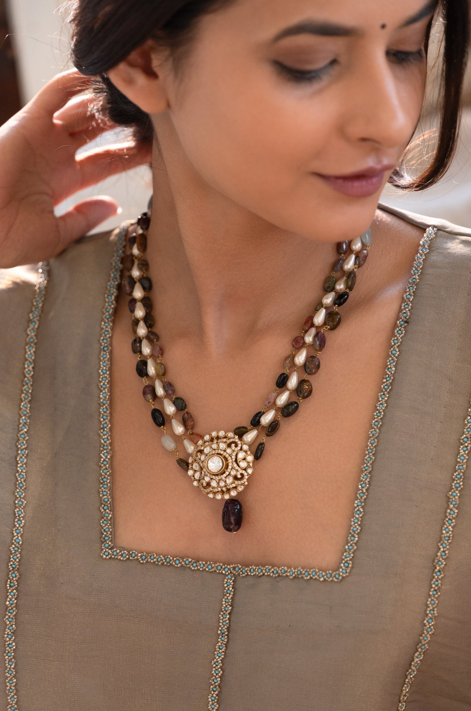 Grisha Multicolored Polki Necklace