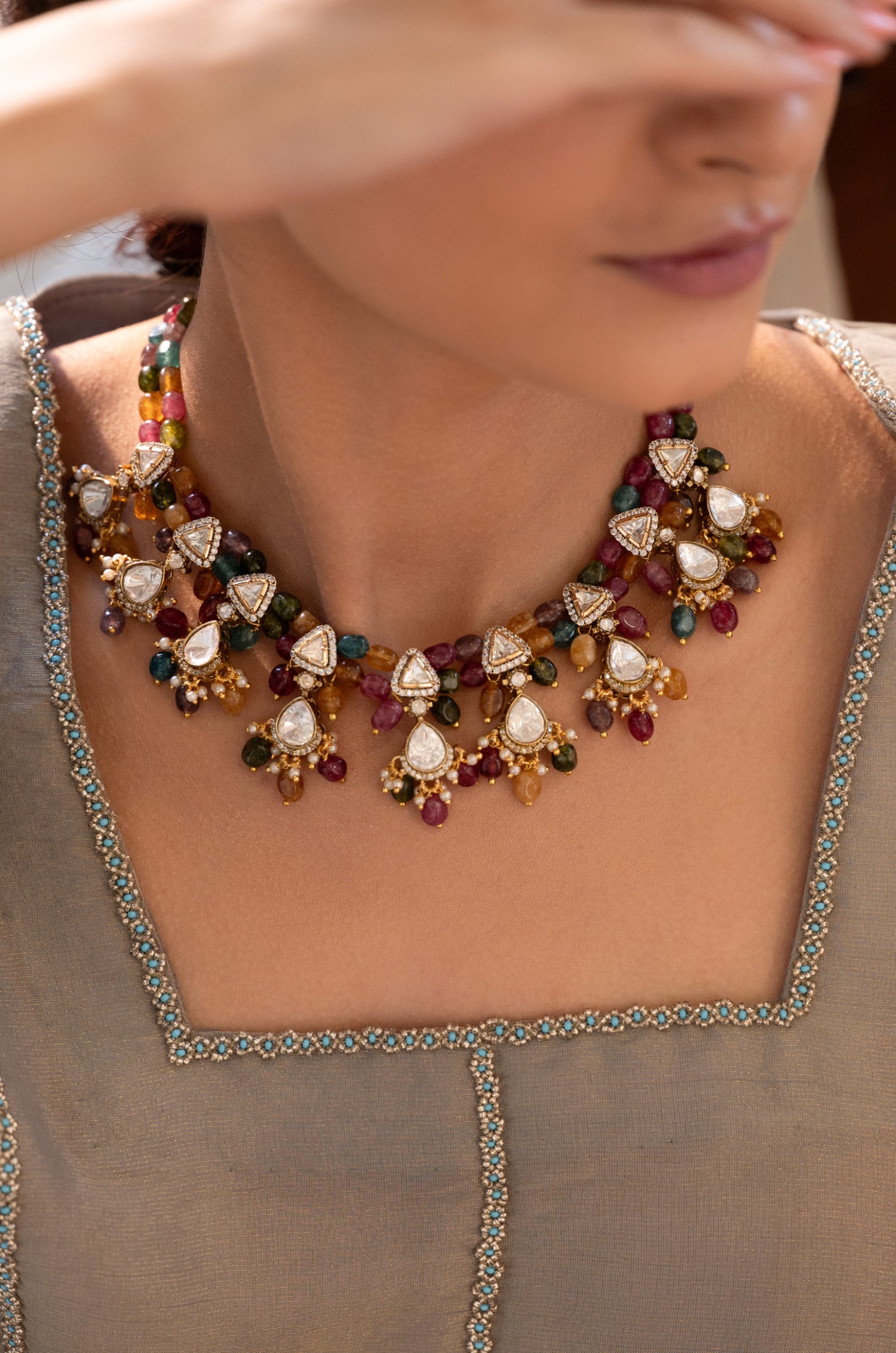 Shazia Multicolored Polki Necklace