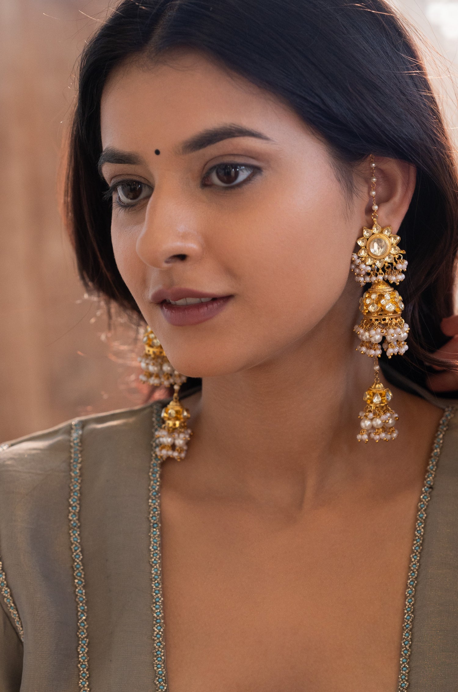 Samantha Kundan Jhumka Earrings