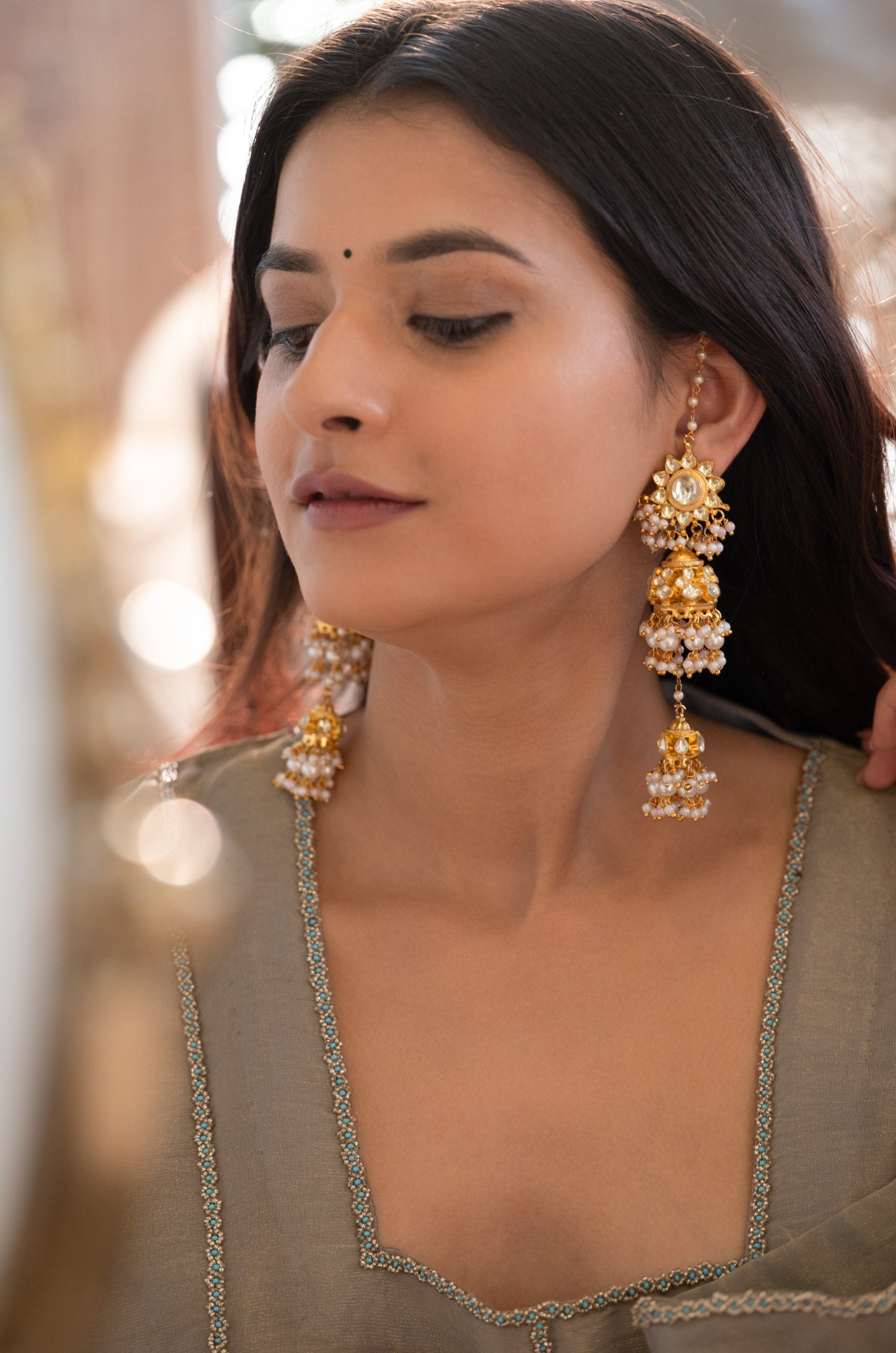 Samantha Kundan Jhumka Earrings