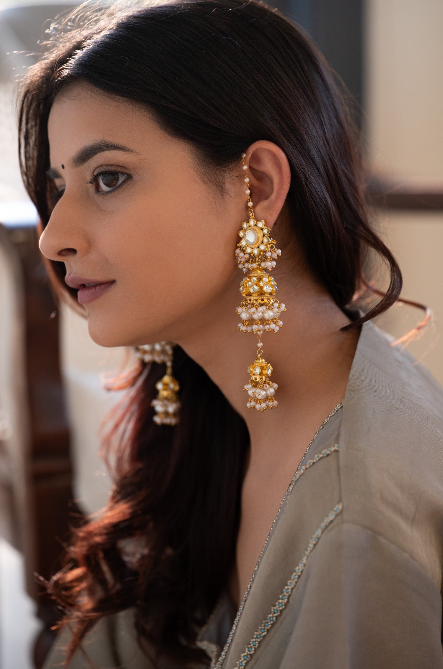 Samantha Kundan Jhumka Earrings
