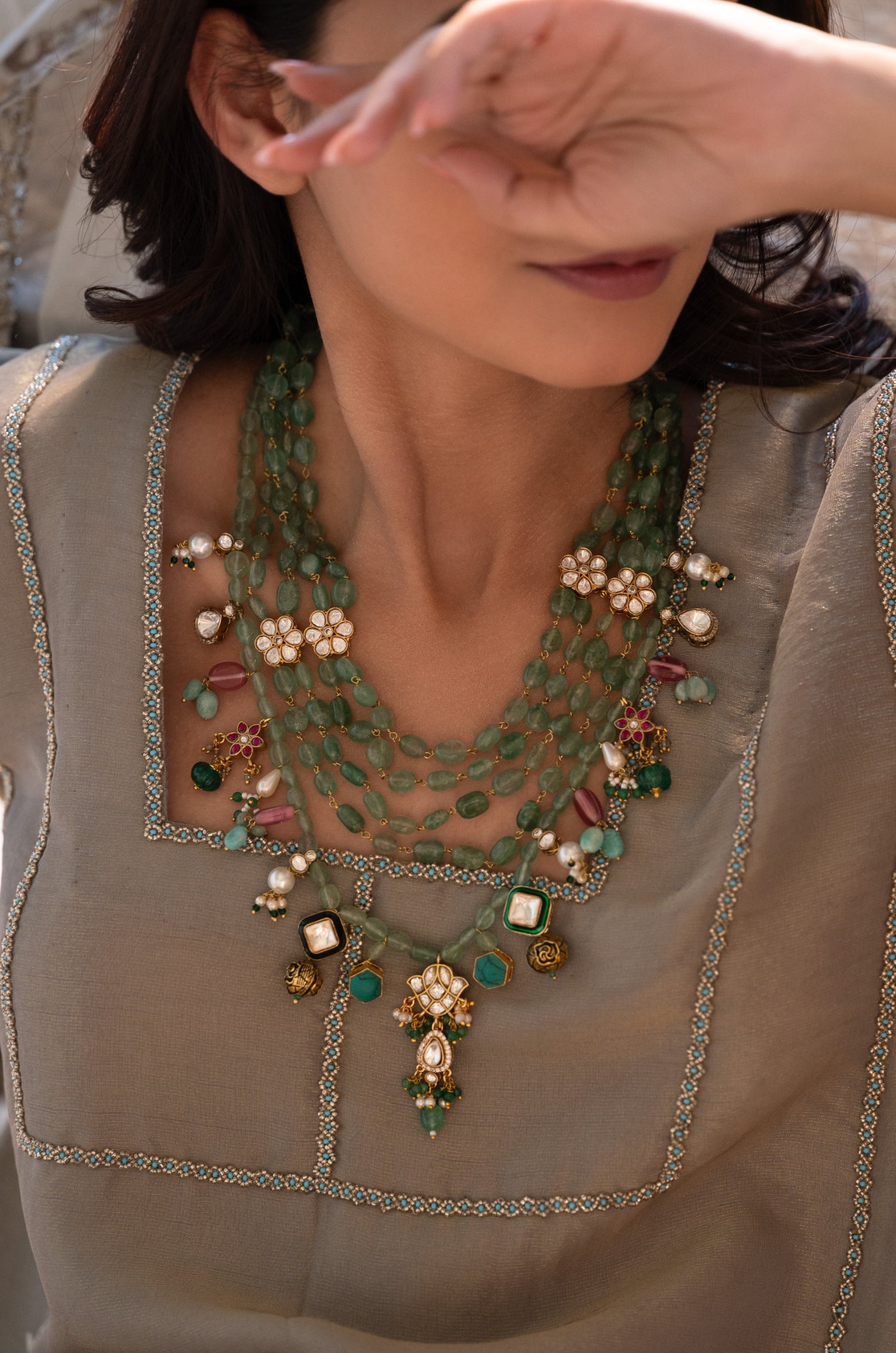 Shairana Multicolored Polki Necklace