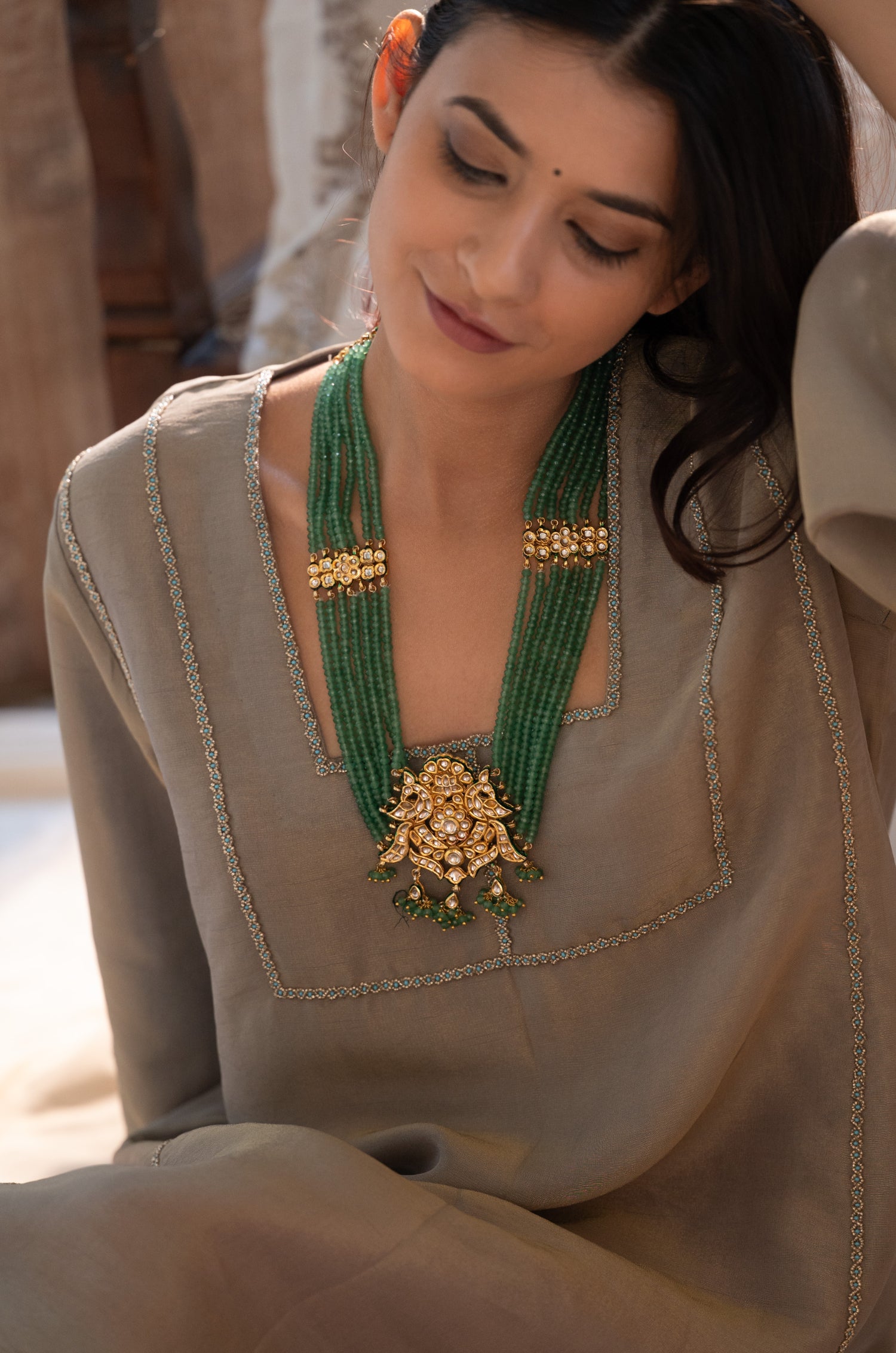 Lavina Mint Kundan Necklace