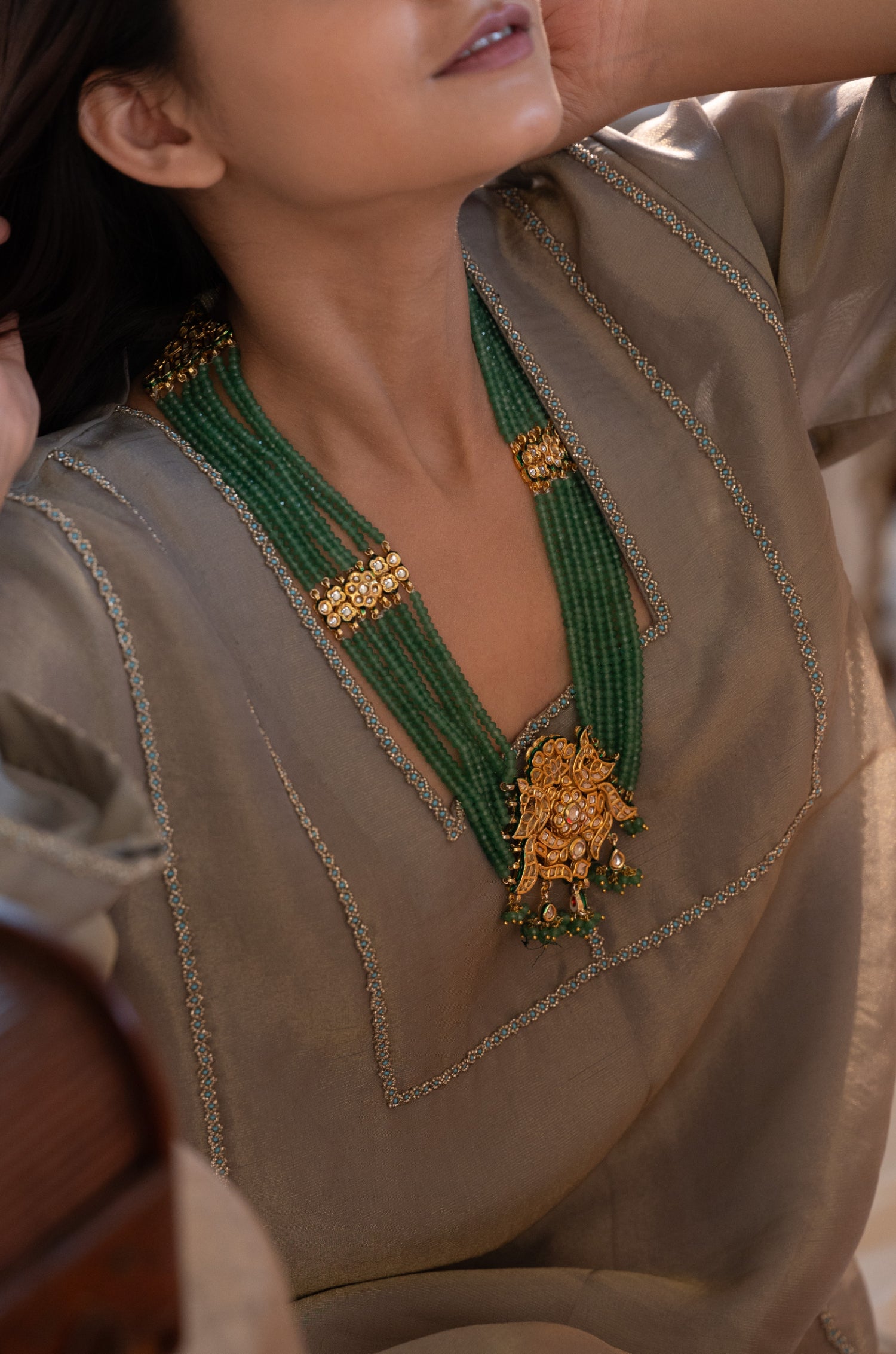 Lavina Mint Kundan Necklace