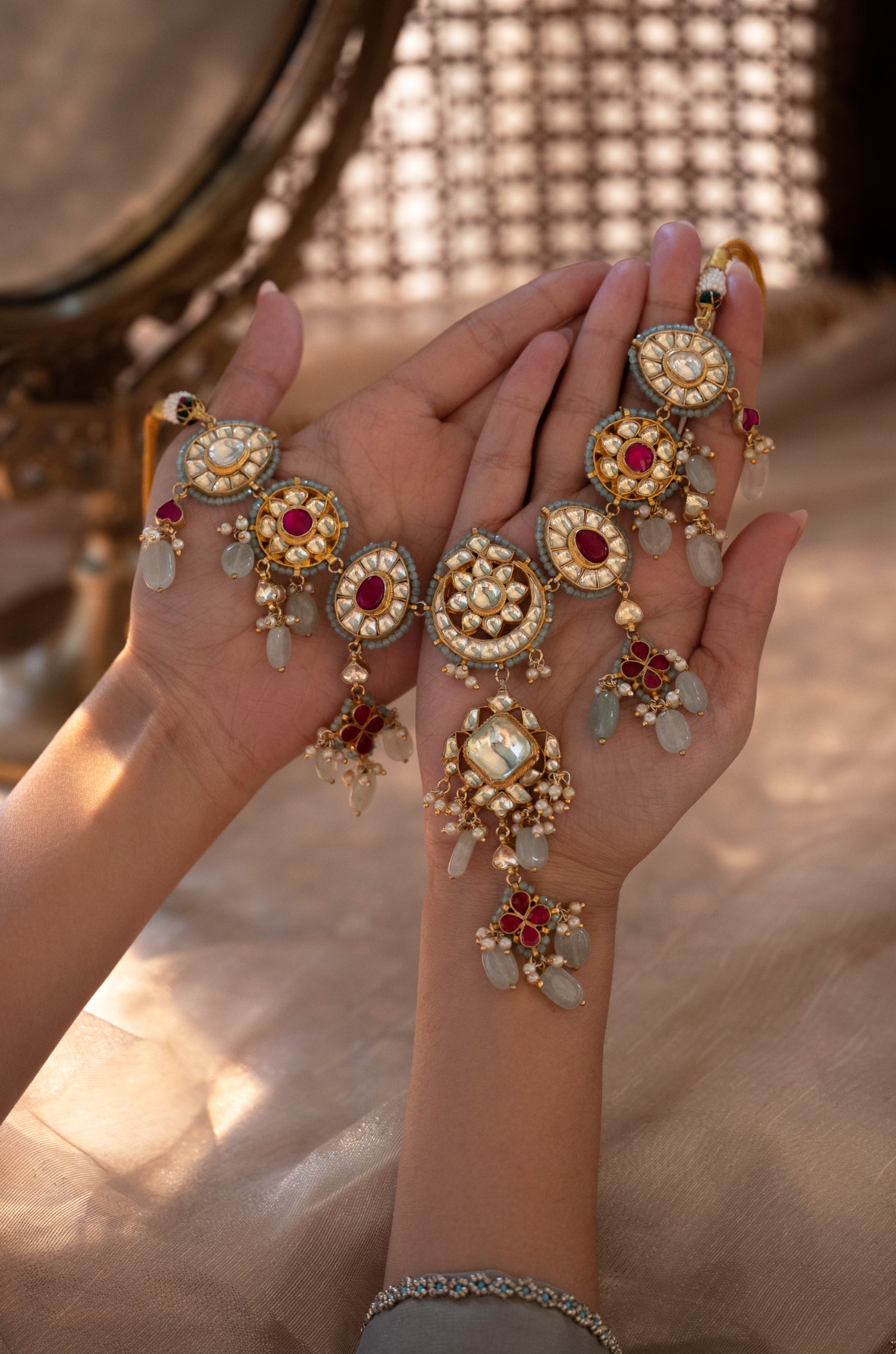 Wafa Mint Kundan Necklace