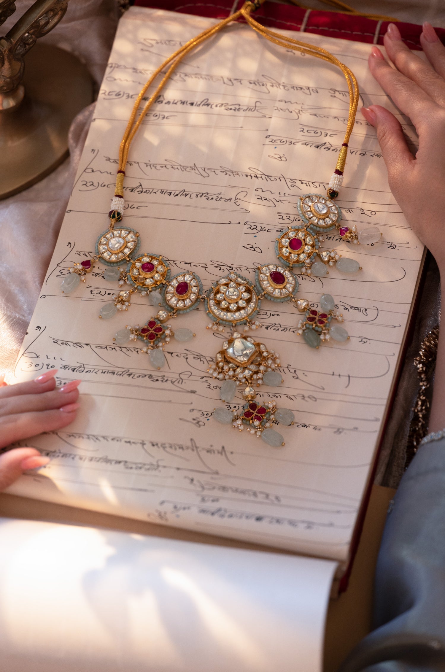 Wafa Mint Kundan Necklace