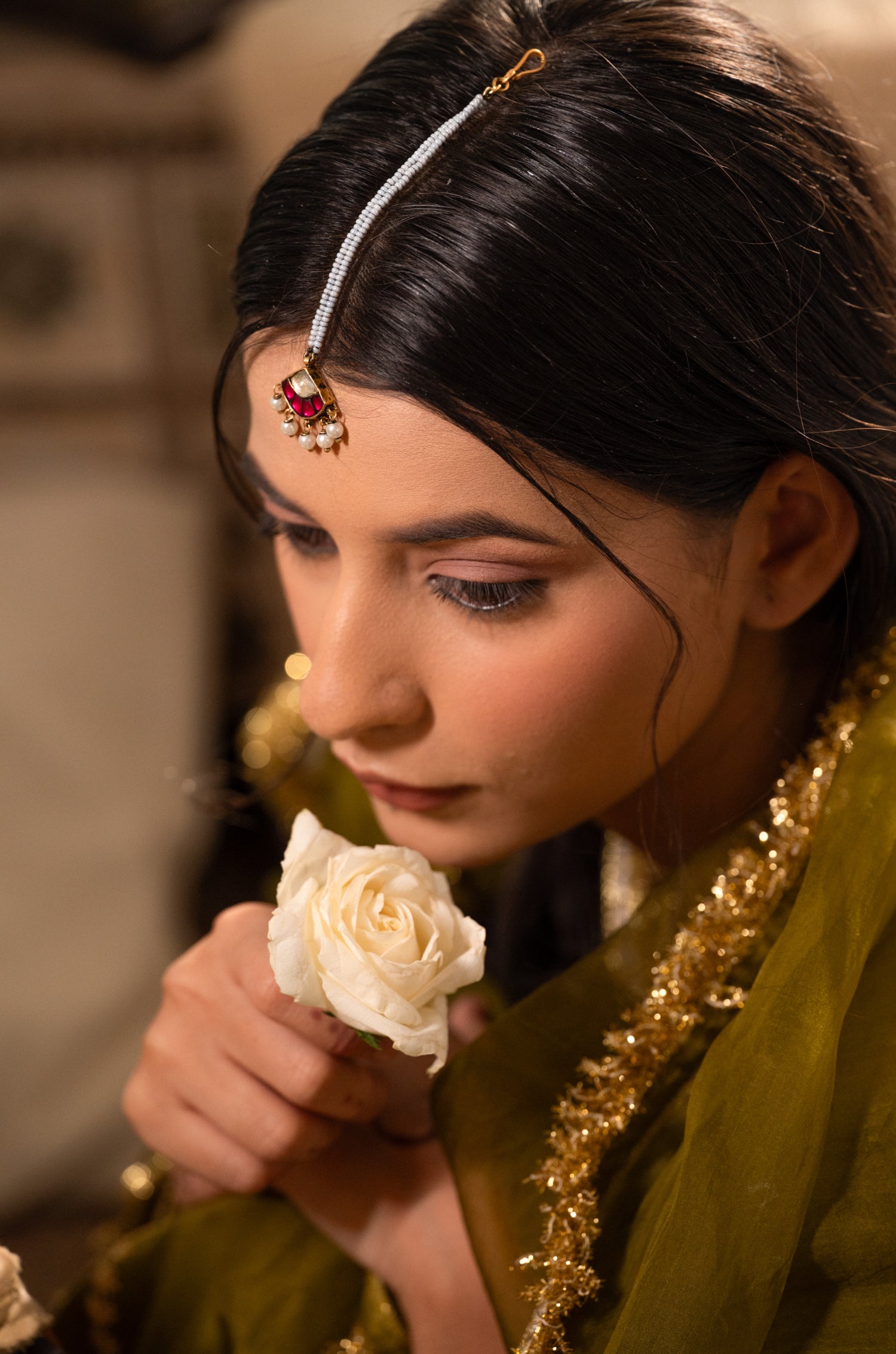 Bhumi Pink Kundan Maangtikka