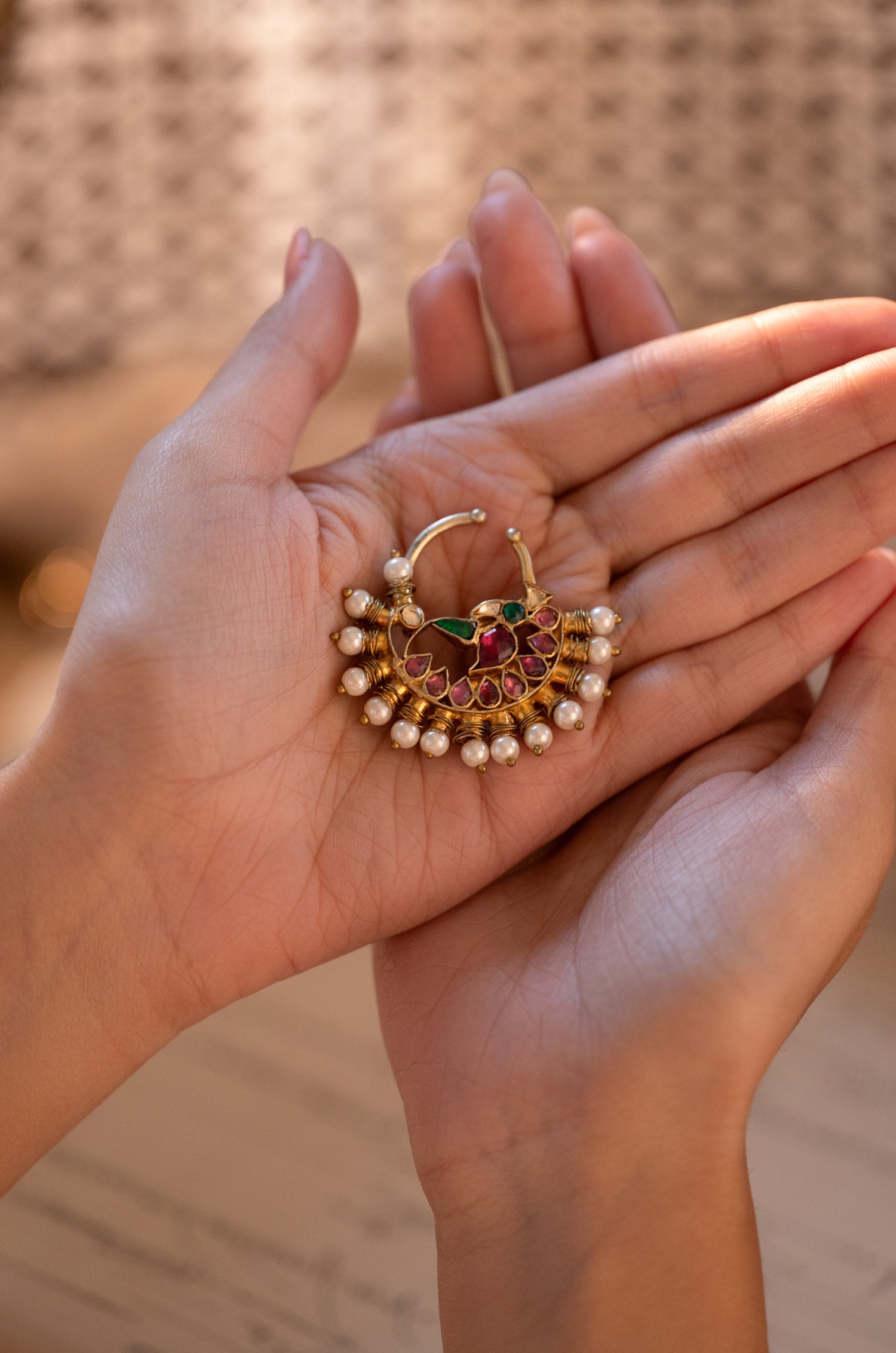 Taira Pink Kundan Nosepin