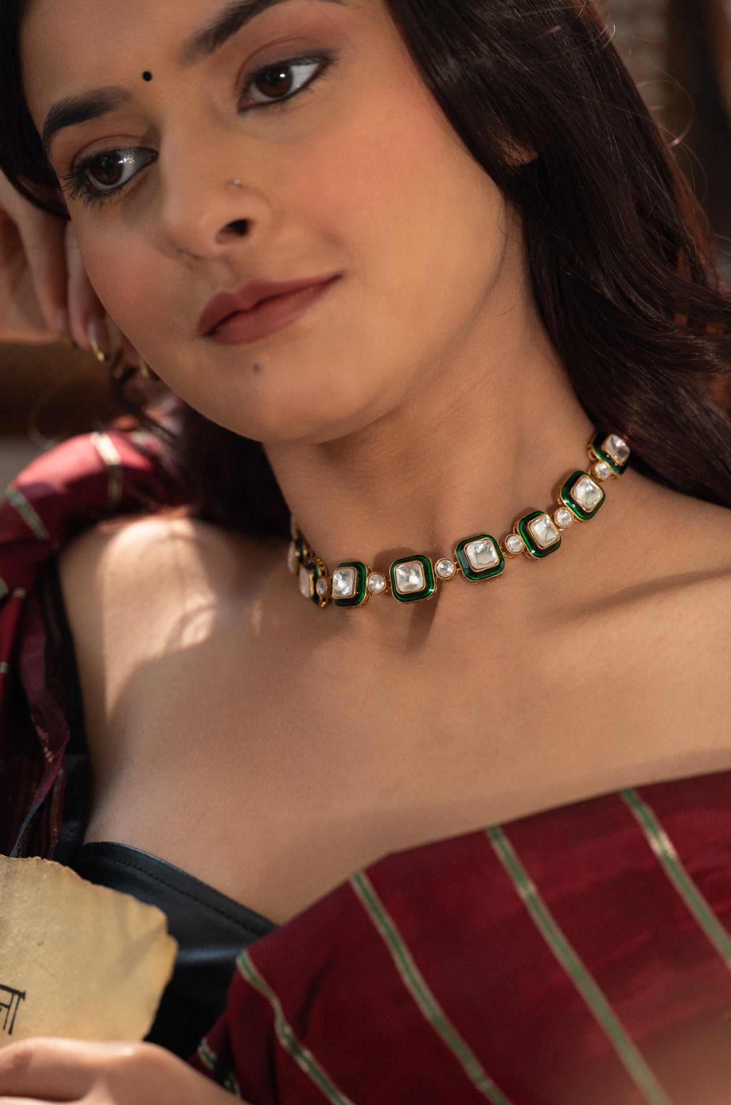 Ammi Enamel Green Necklace Set
