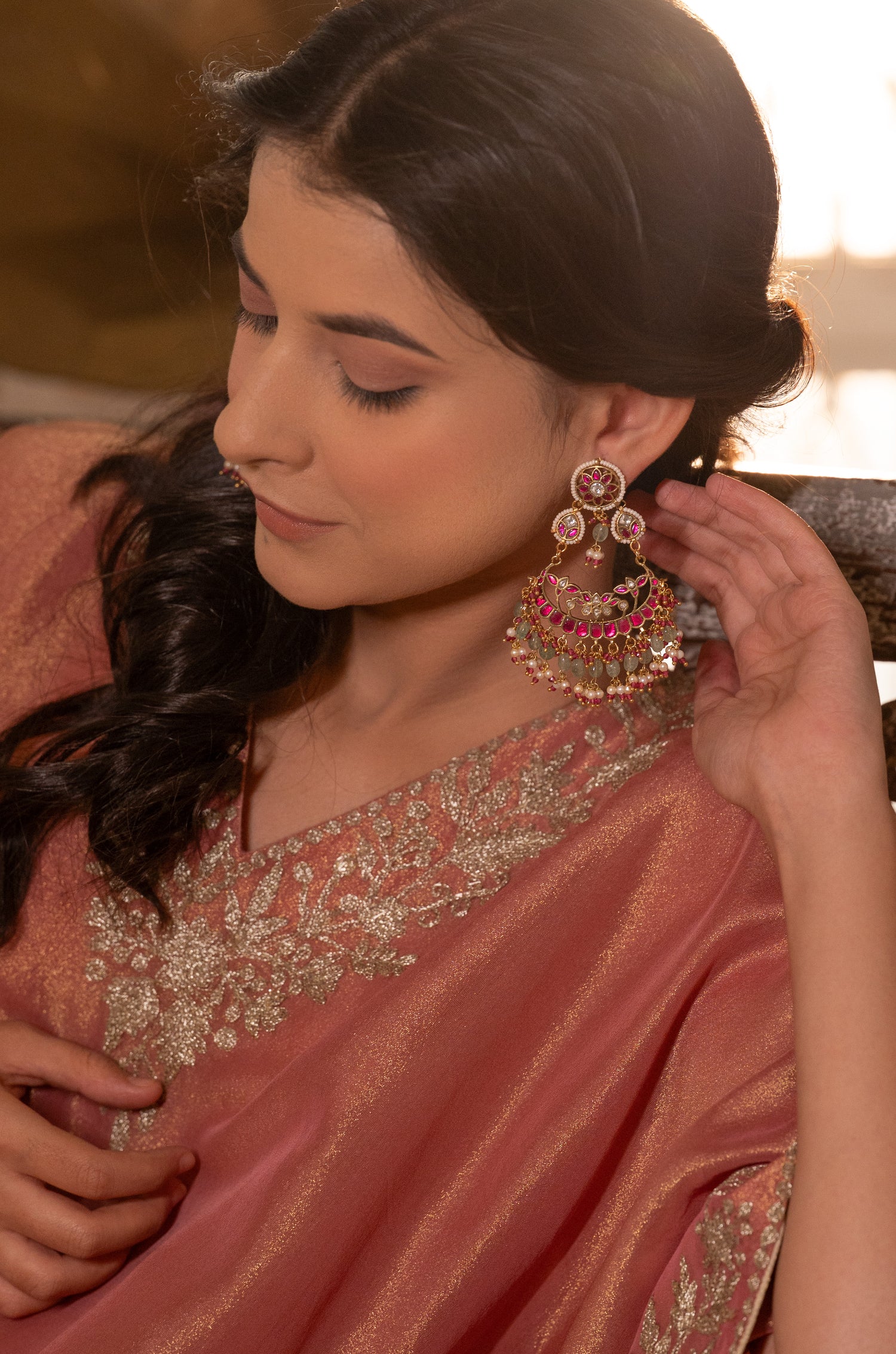 Jivanta Kundan Chandbali Earrings