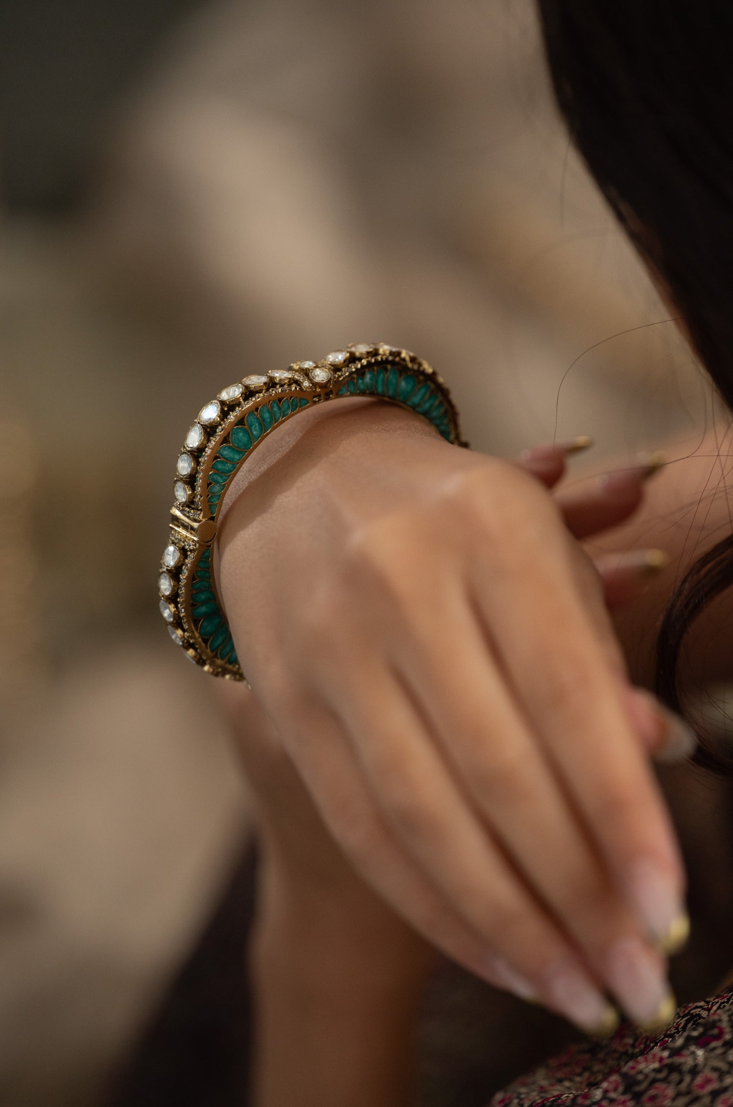 Kamakshi Turquoise Polki Bangle