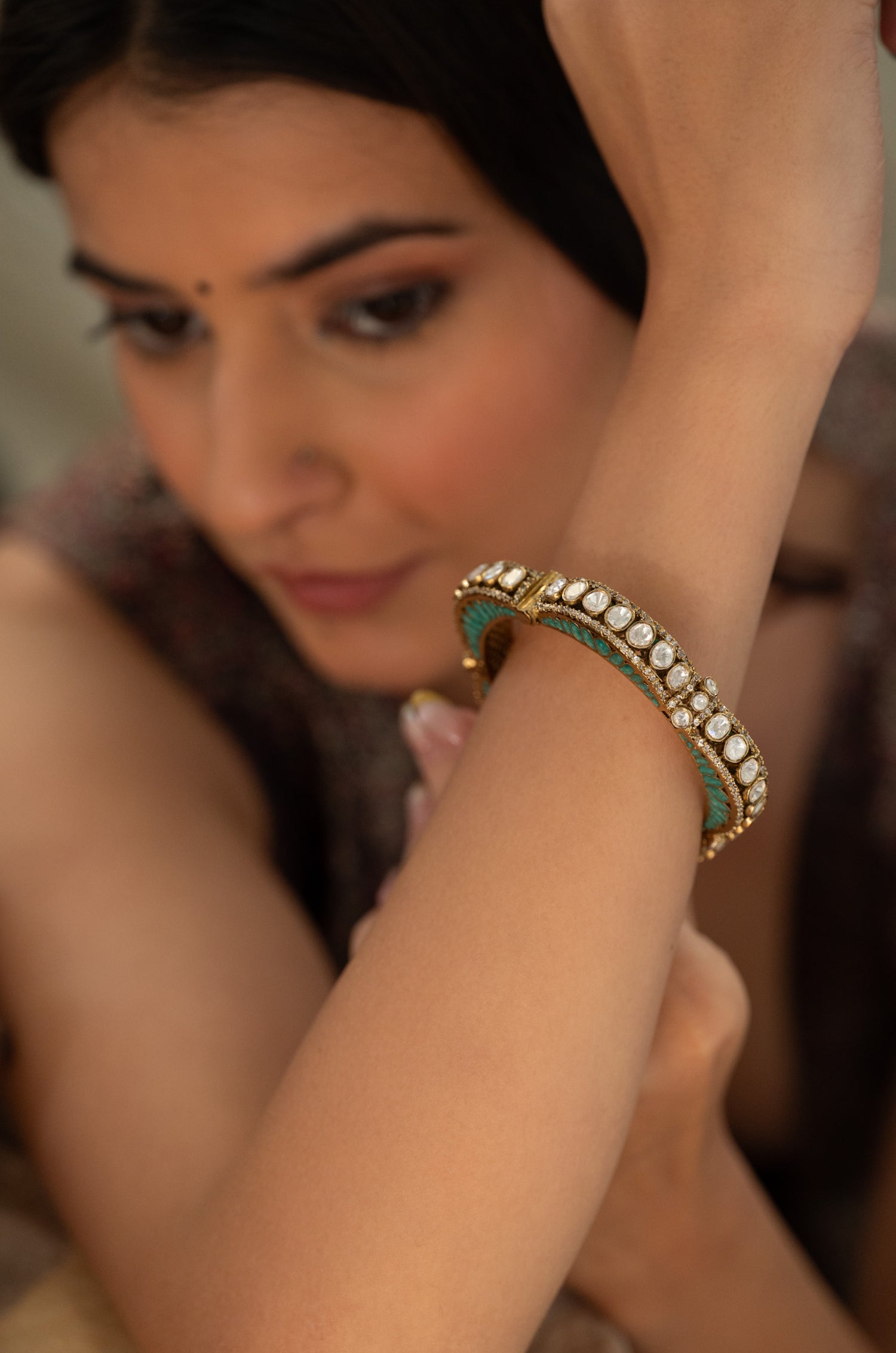 Kamakshi Turquoise Polki Bangle