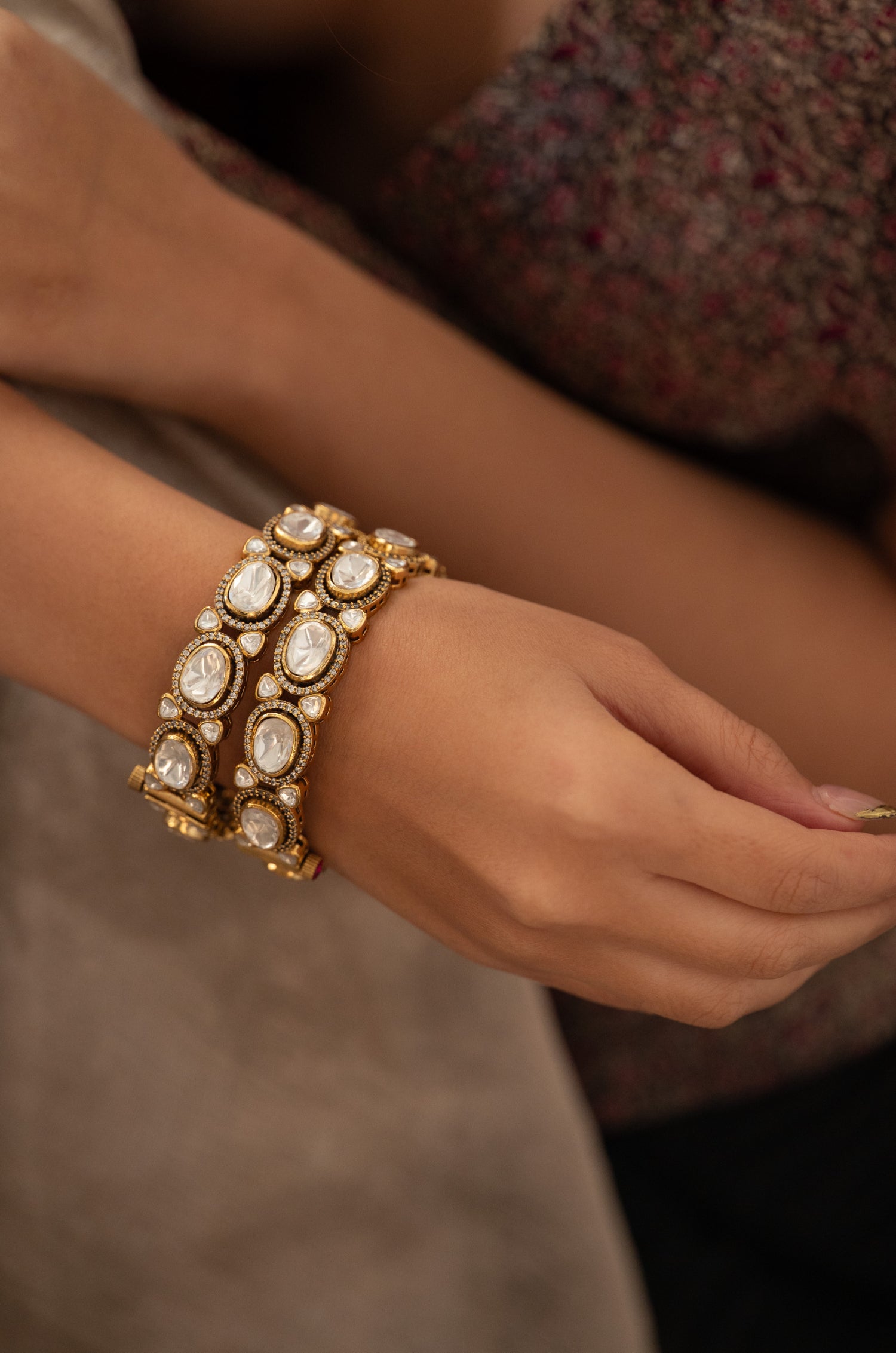 Noreen Victorian Polki Bangles- Set of 2