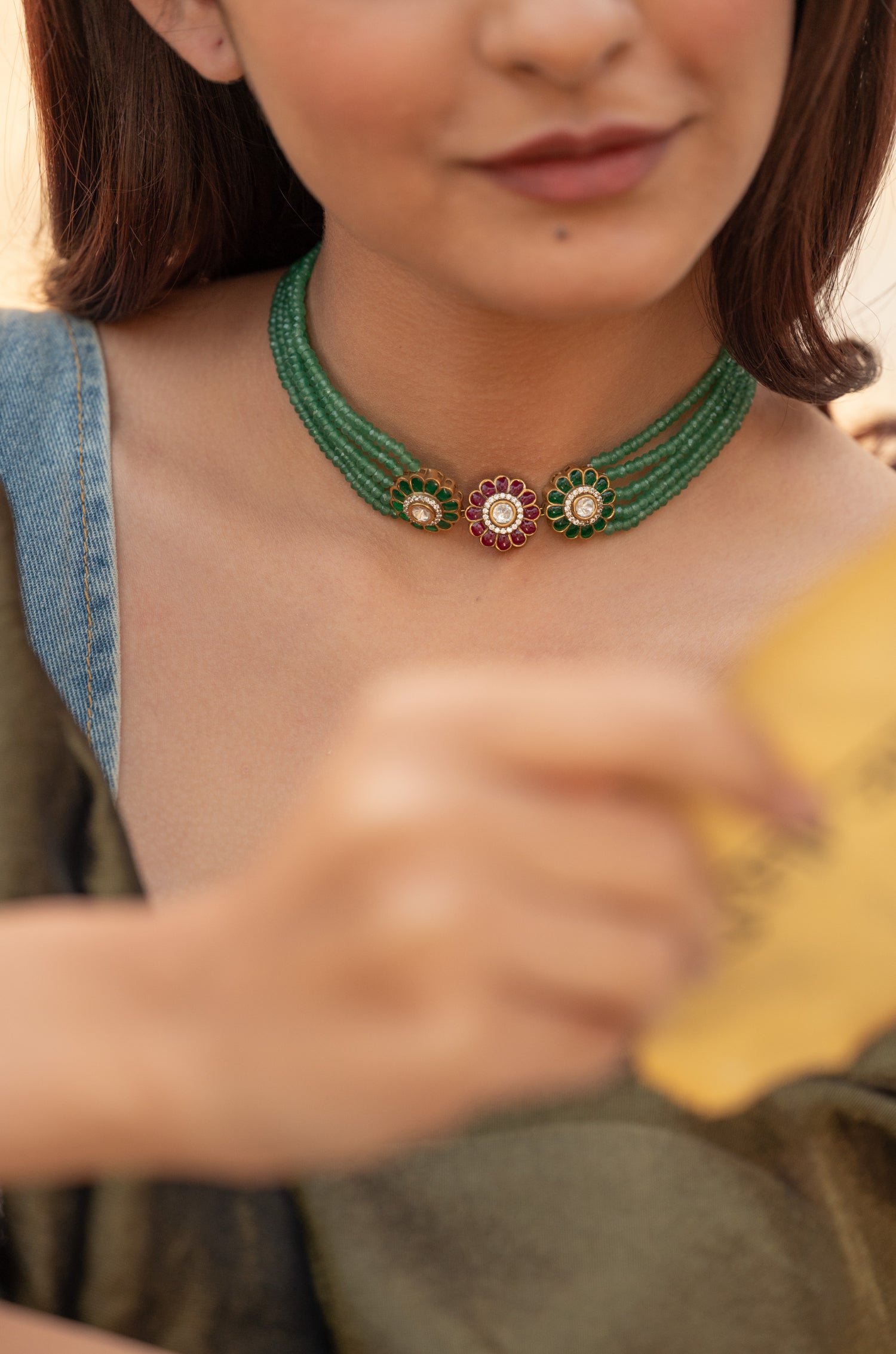 Nasreen Green Kundan Necklace