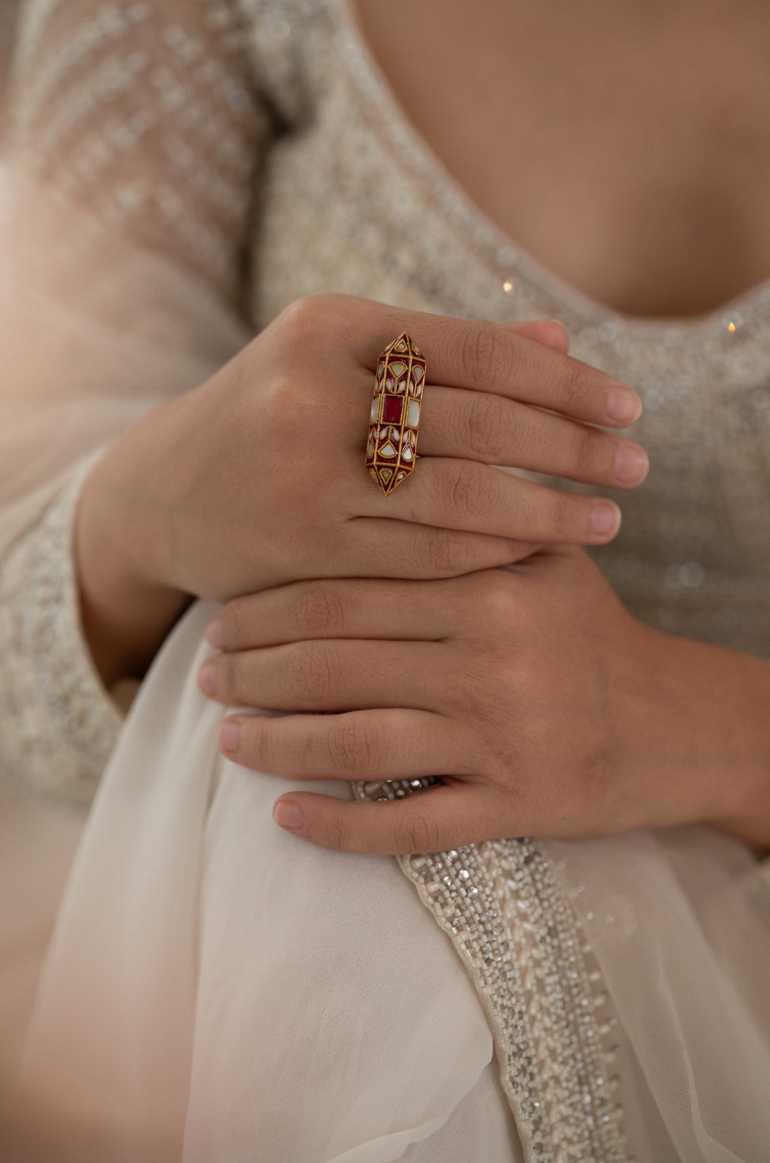 Ishika Red Fine Silver Ring