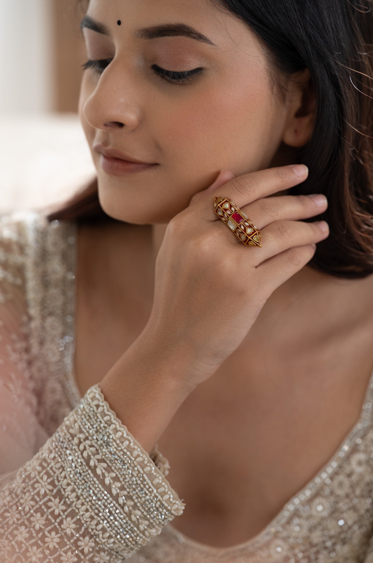 Ishika Red Fine Silver Ring