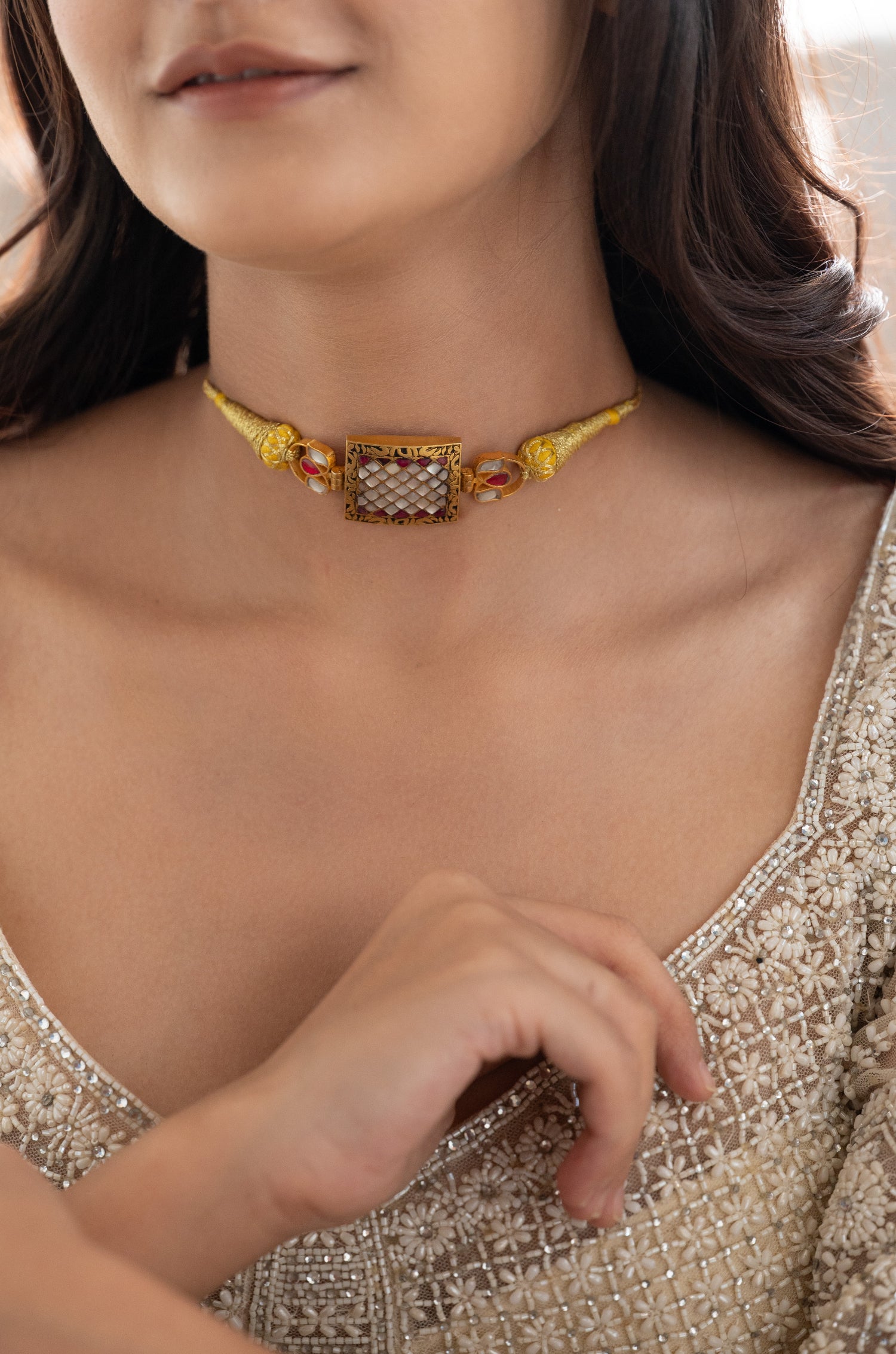 Rashmika Fine Silver Mother of Pearl Necklace