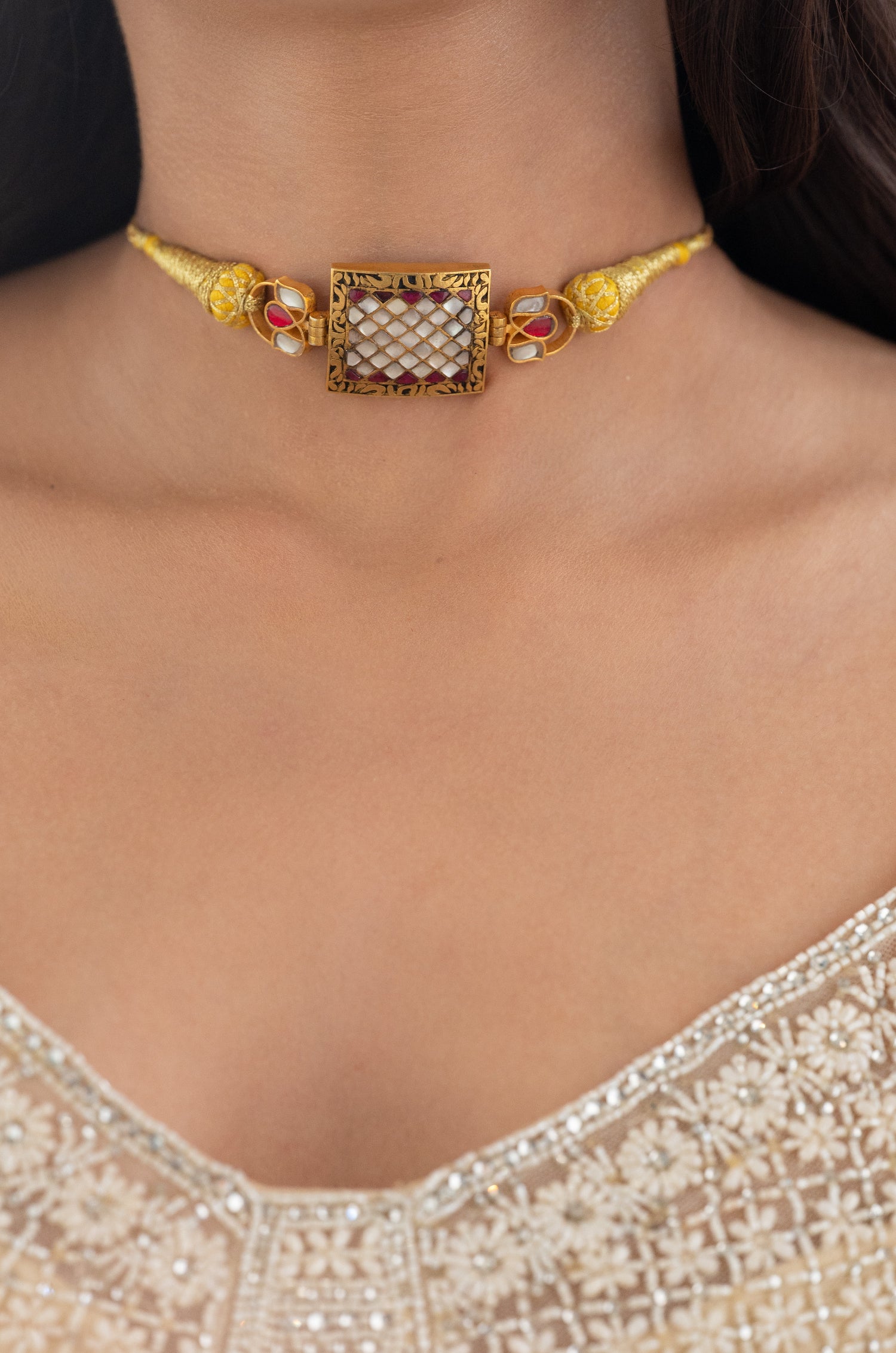 Rashmika Fine Silver Mother of Pearl Necklace