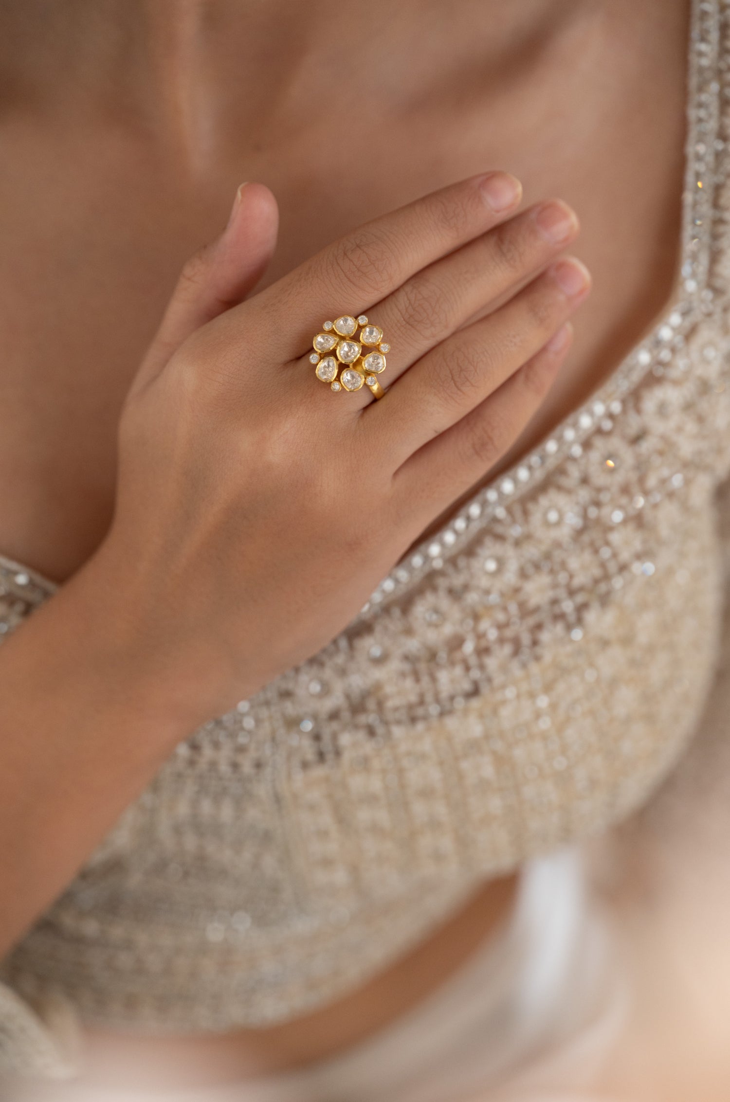 Celina Polki Silver Ring