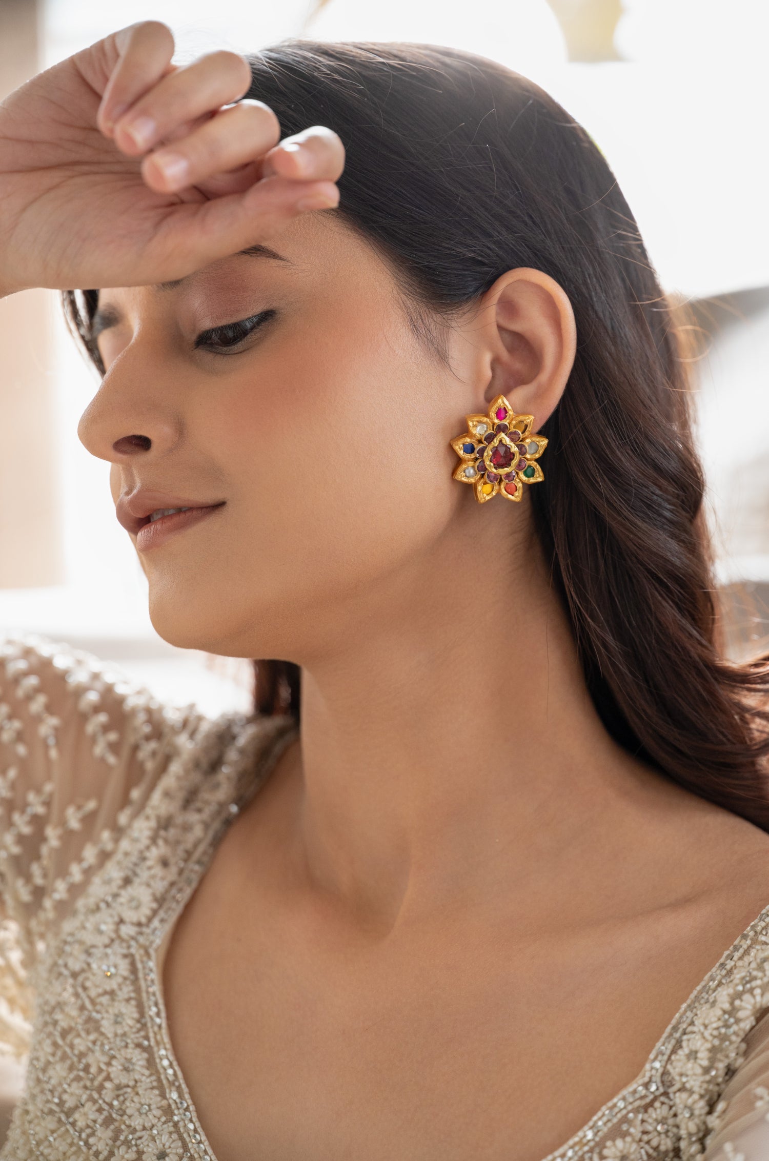 Tavisha Navrattan Floral Silver Earrings