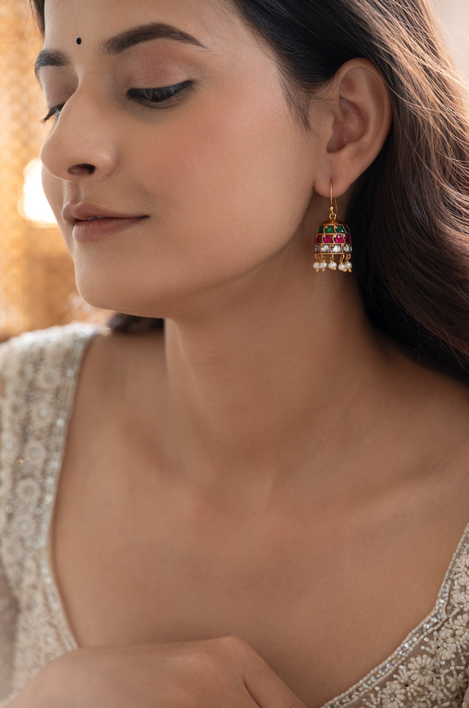 Sarah Fine Silver Jhumki Earrings