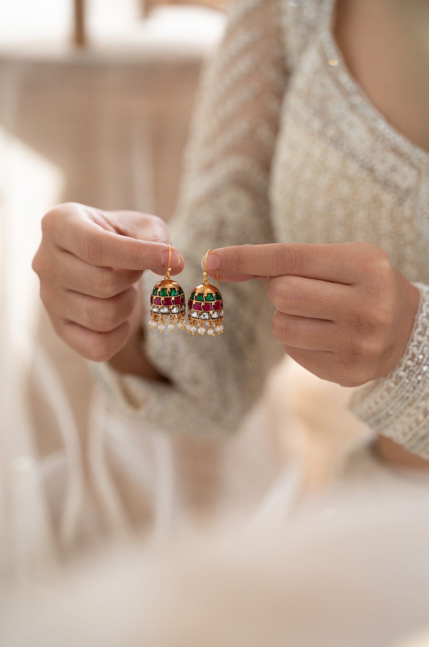 Sarah Fine Silver Jhumki Earrings
