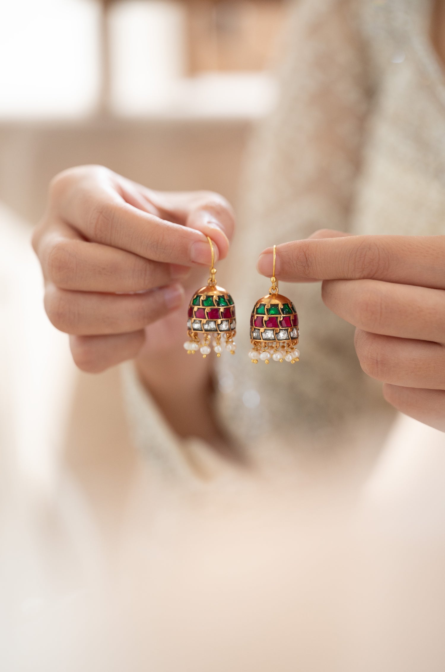 Sarah Fine Silver Jhumki Earrings