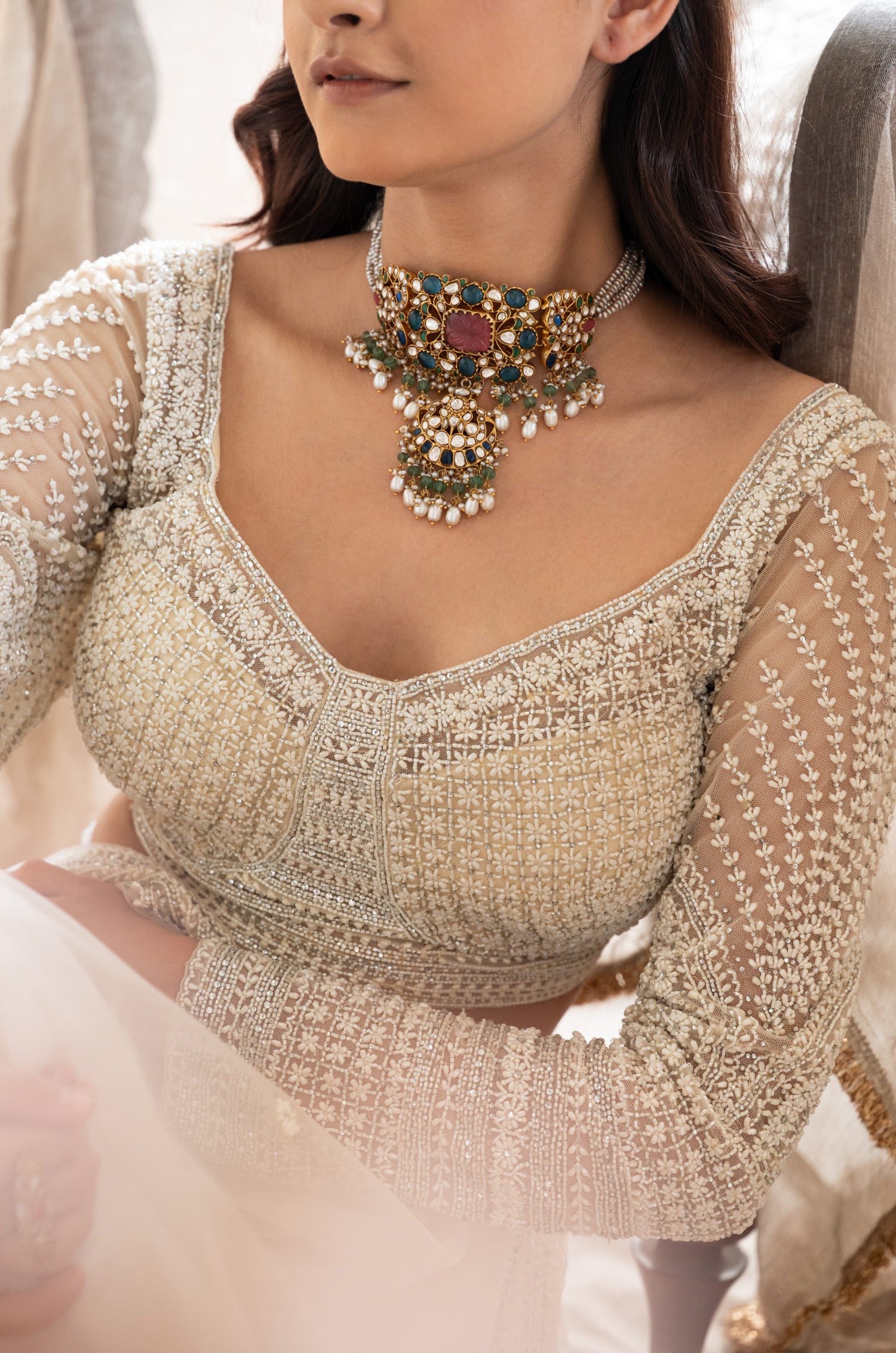 Urvashi Pink Kundan Silver Necklace Set