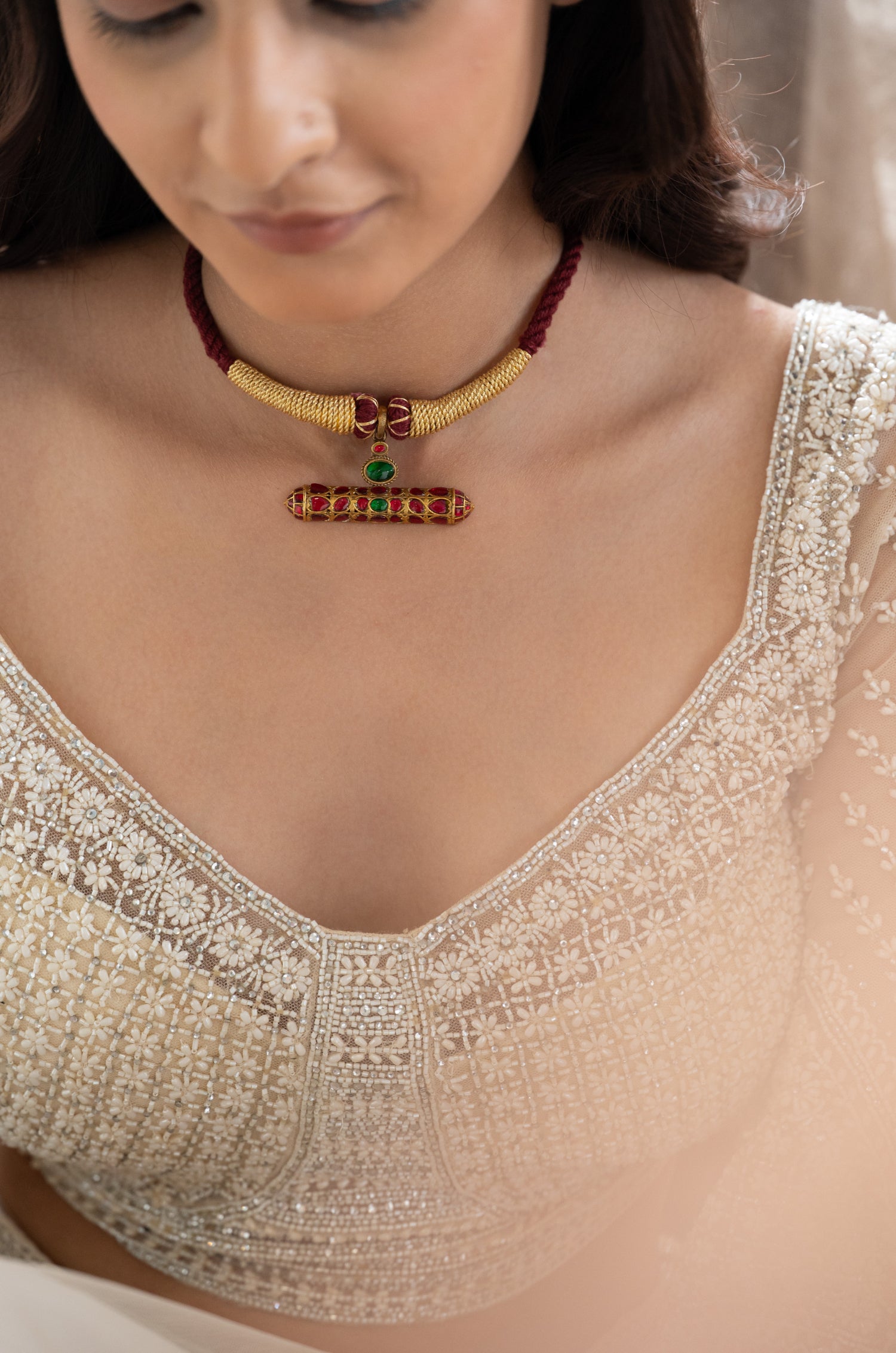 Seerisha Fine Silver Meenakari Necklace