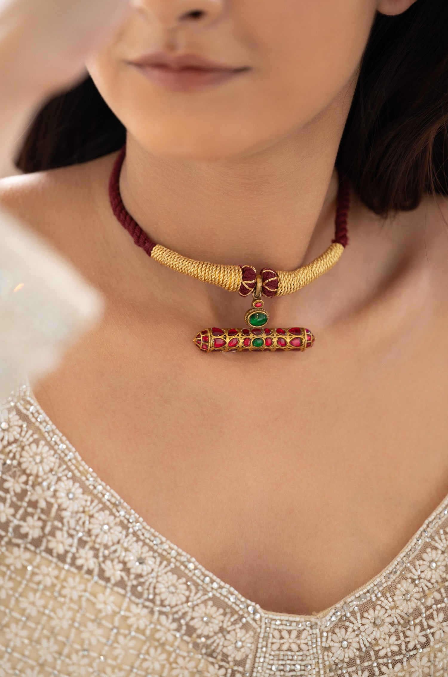 Seerisha Fine Silver Meenakari Necklace