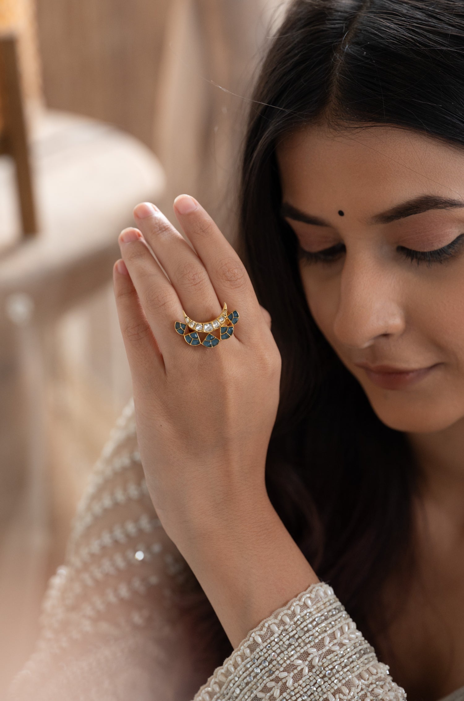 Chaand Fine Silver Aqua Ring