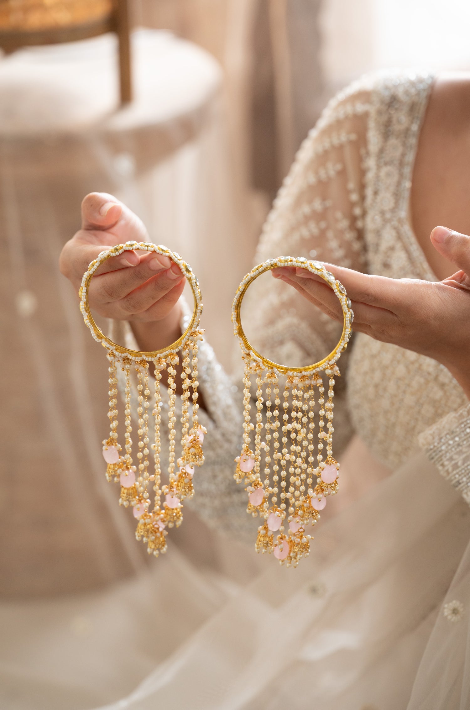 Rashika Kundan And Pearls Kalira Bangles - Set of 2