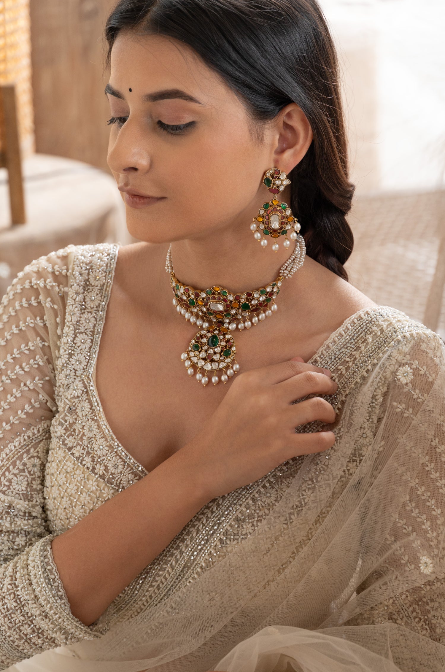 Hania Multicolored Fine Silver Necklace Set