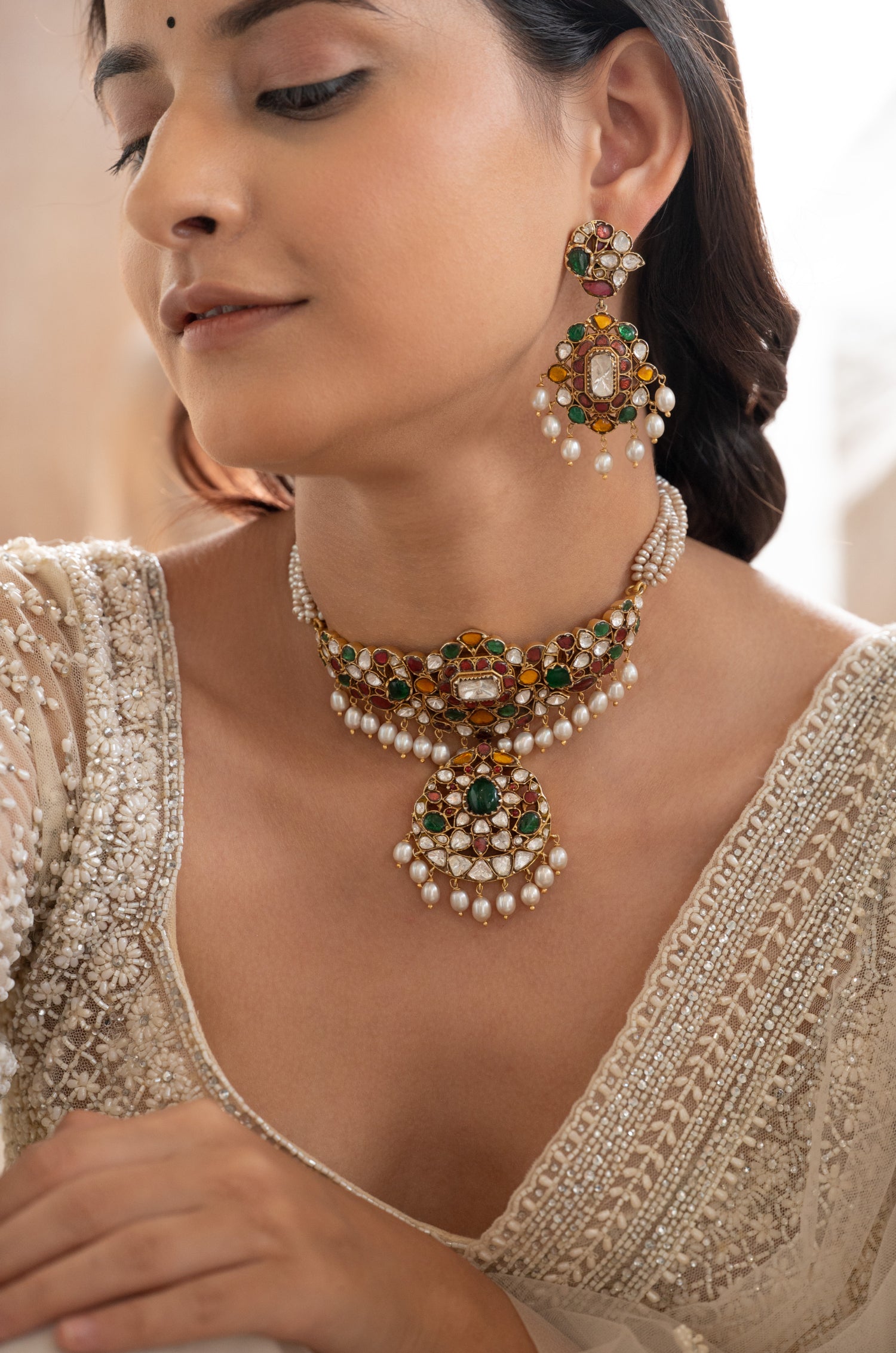 Hania Multicolored Fine Silver Necklace Set
