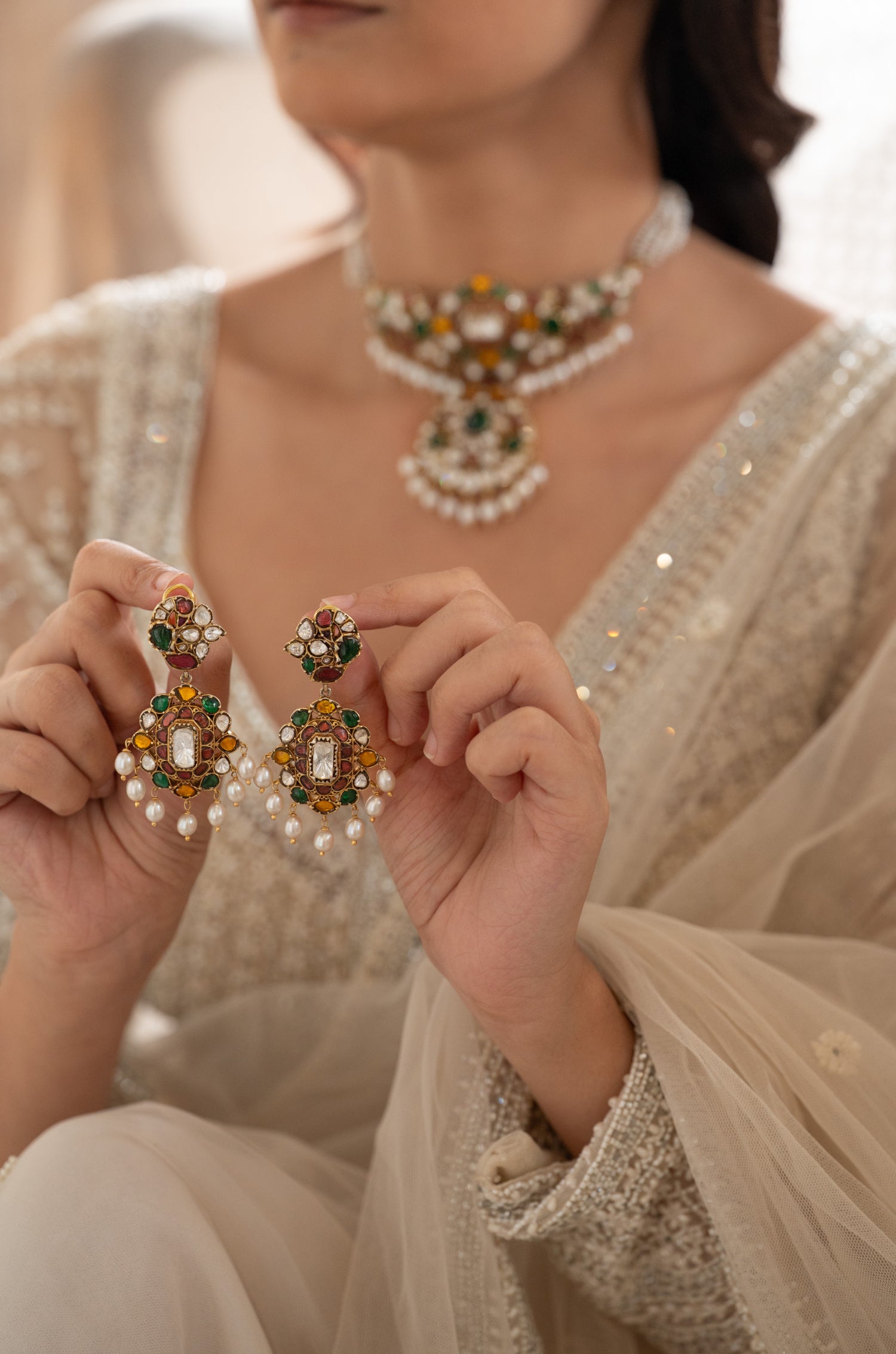 Hania Multicolored Fine Silver Necklace Set