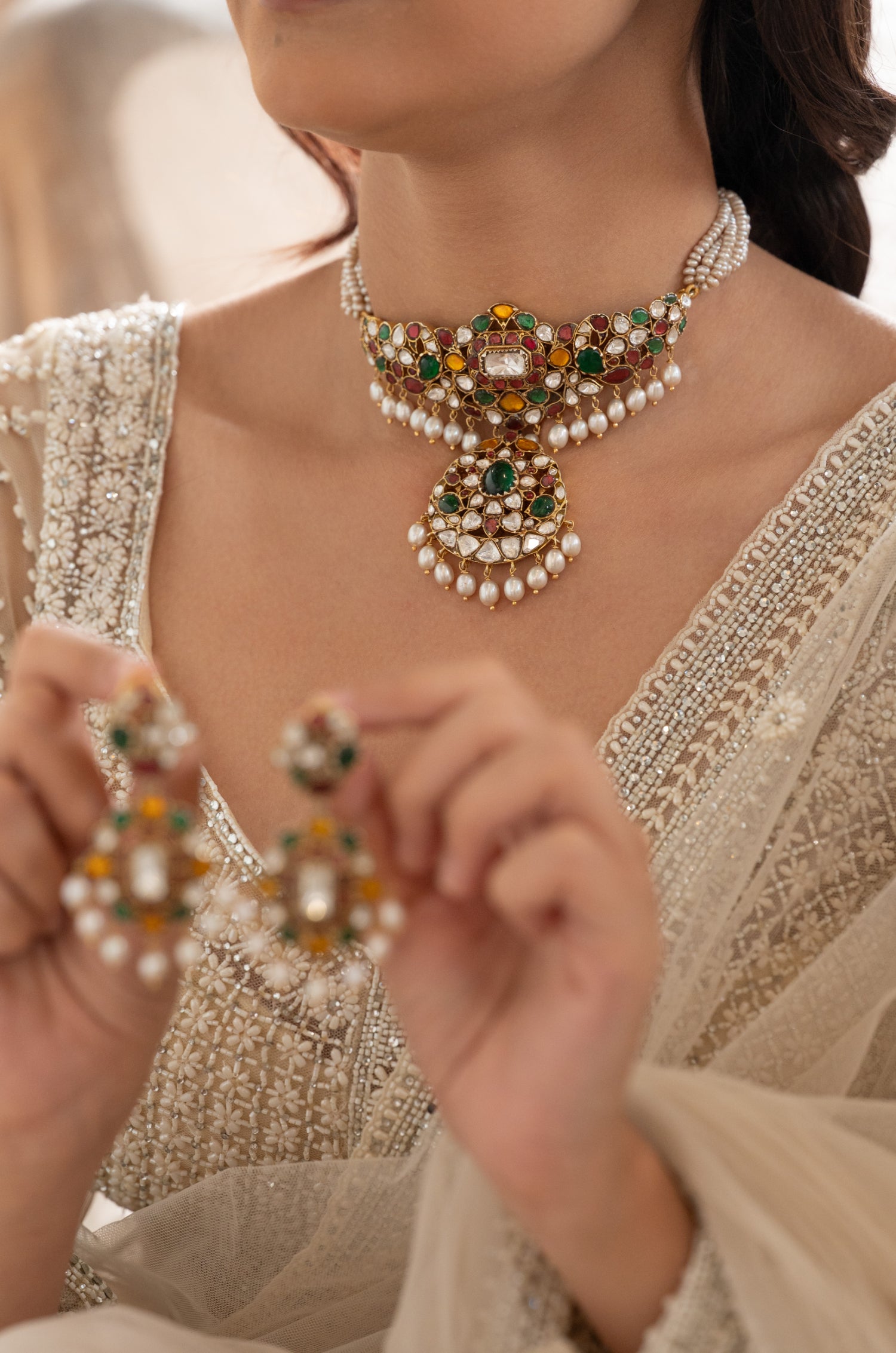 Hania Multicolored Fine Silver Necklace Set