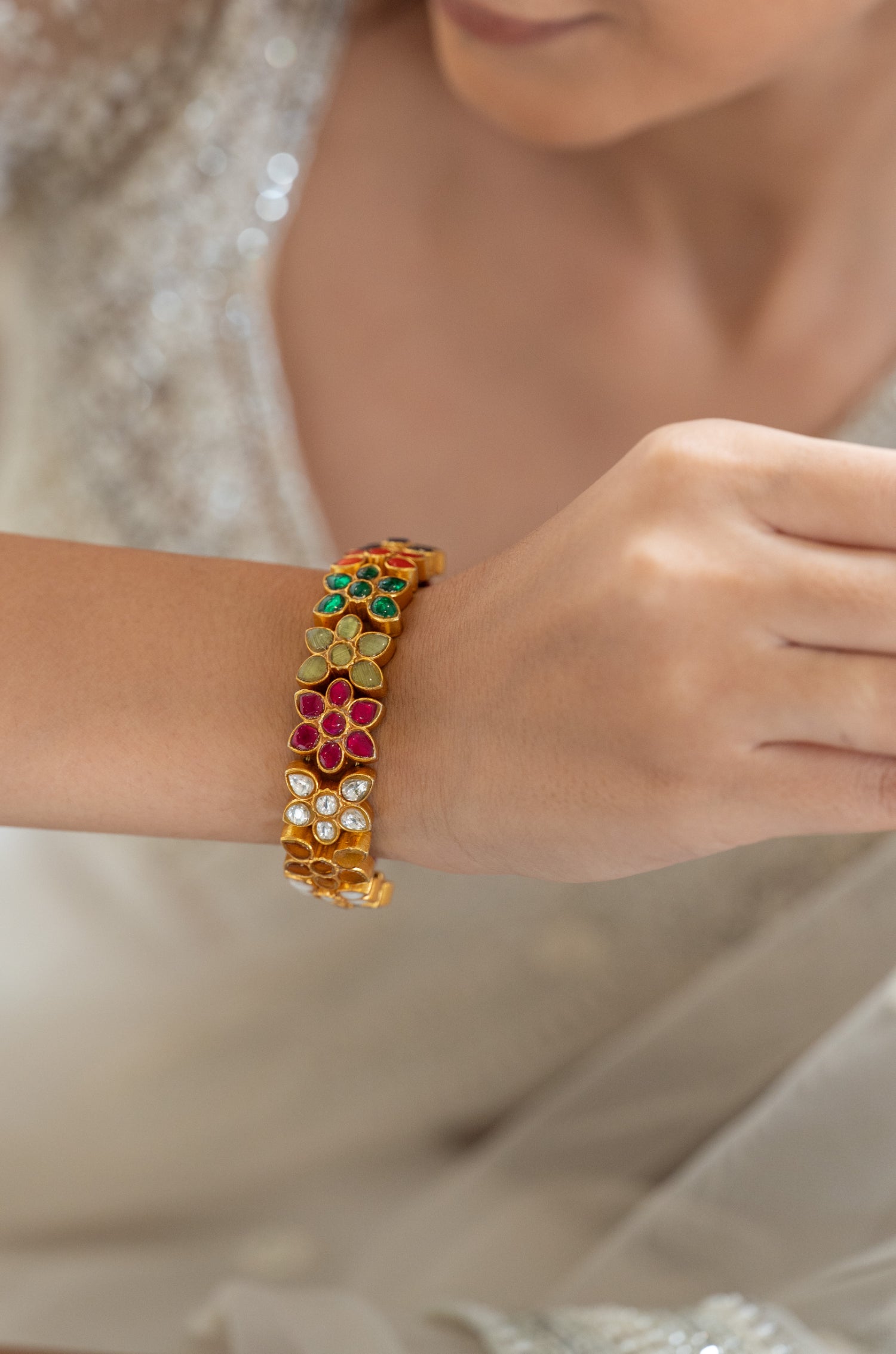 Urfi Fine Silver Navrattan Bracelet