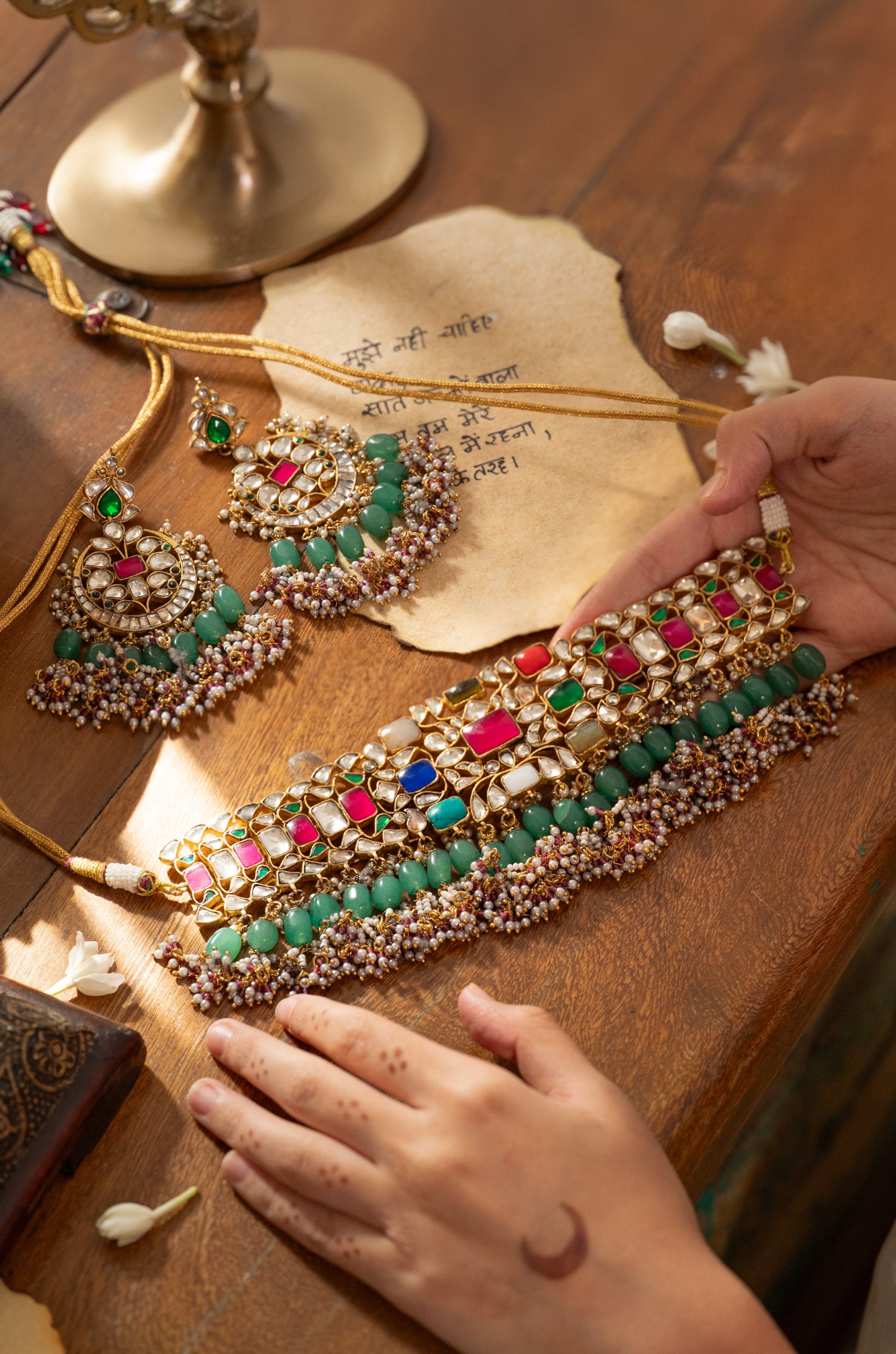Brishti Navrattan Kundan Necklace Set