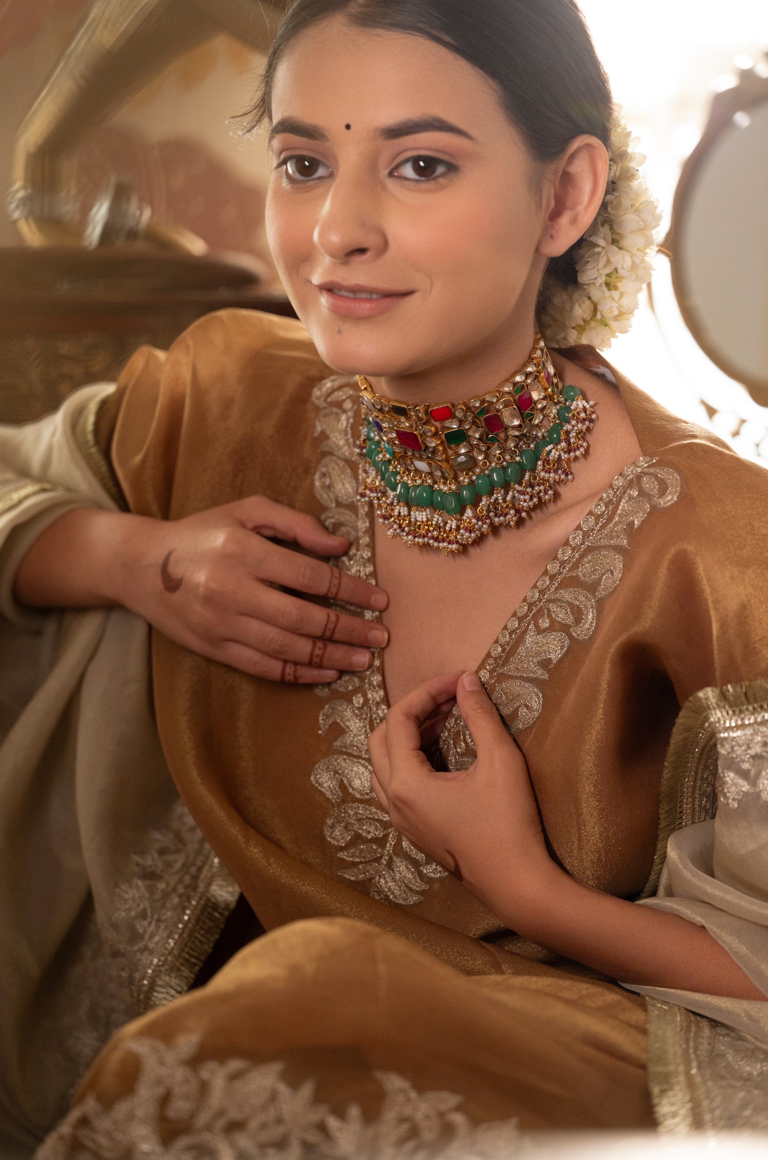 Brishti Navrattan Kundan Necklace Set