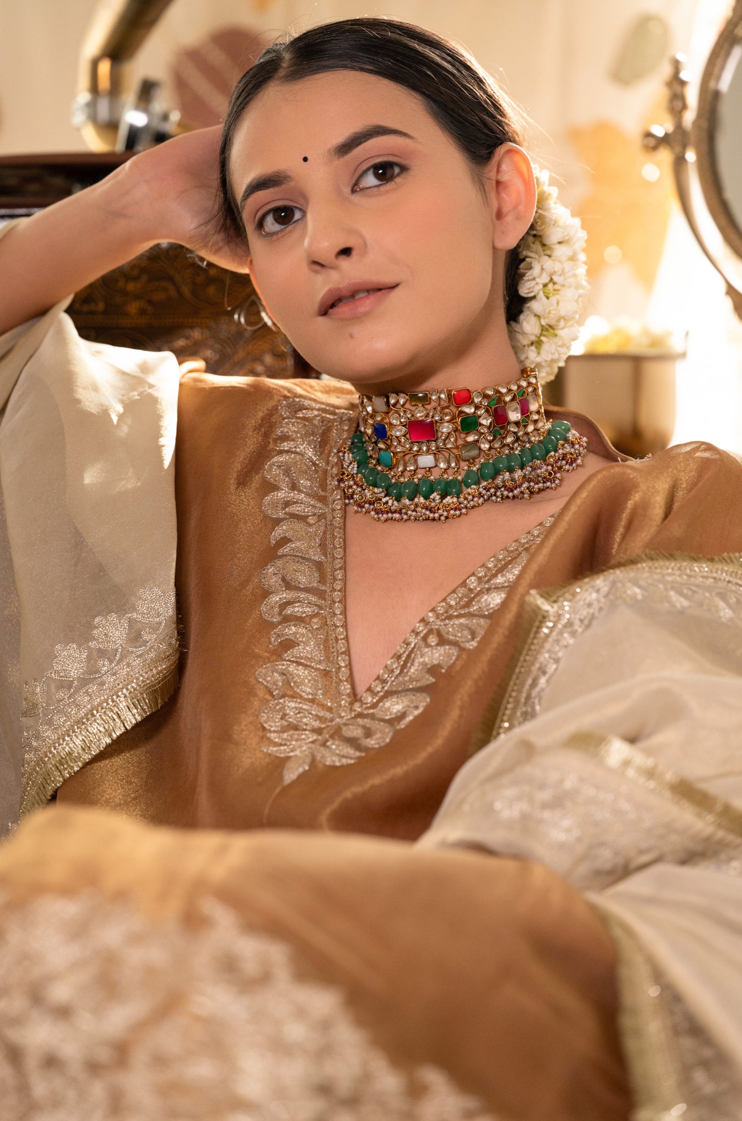 Brishti Navrattan Kundan Necklace Set