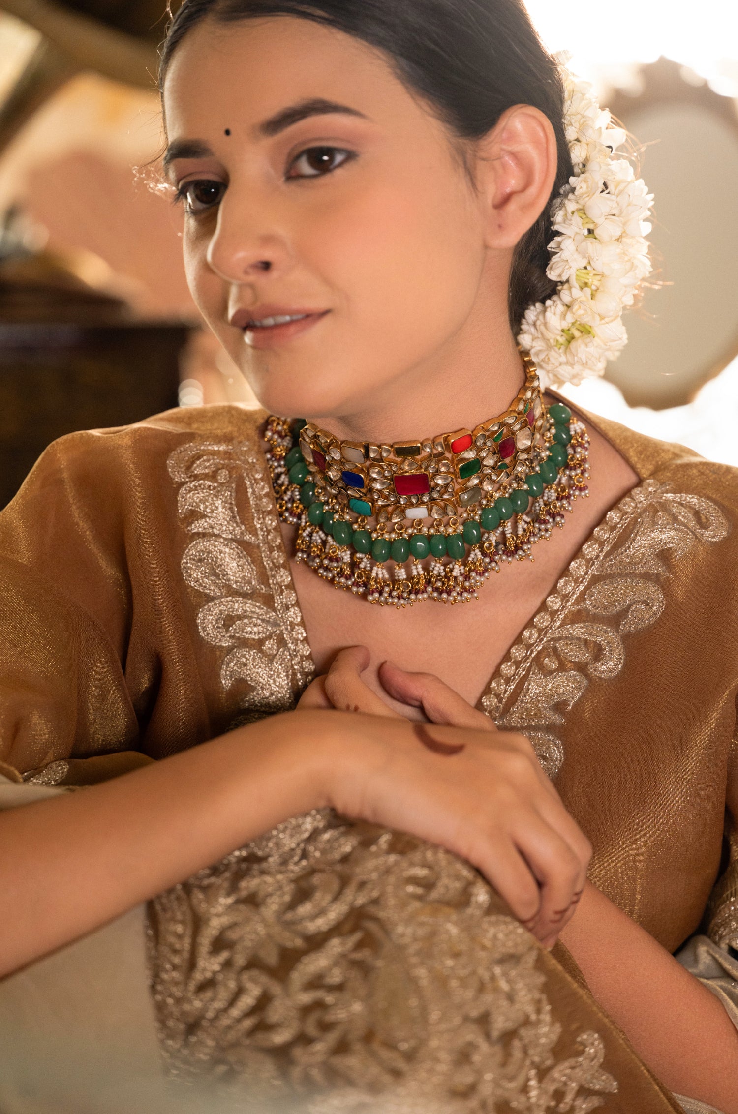 Brishti Navrattan Kundan Necklace Set